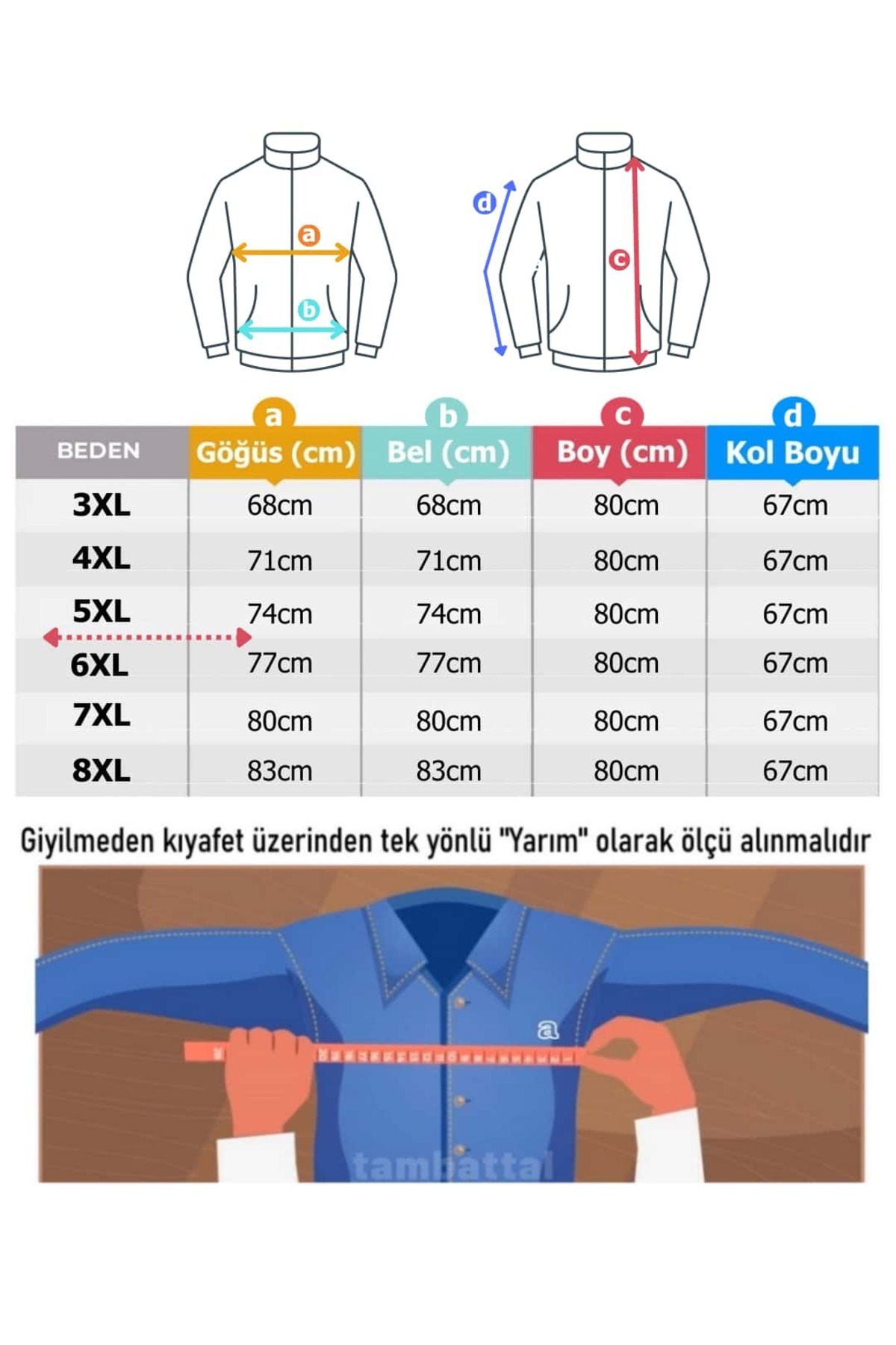 tambattal Büyük Beden Pamuklu Mevsimlik Mont Ribanalı (Extra Geniş Kalıp) görsel 7