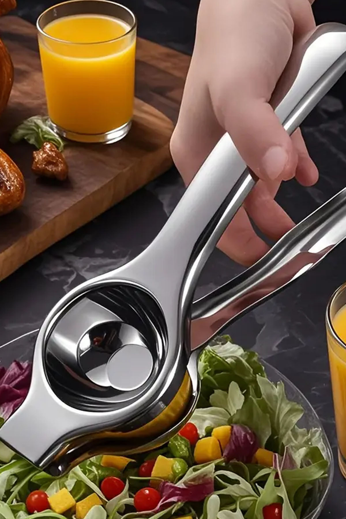 TechnoStation Paslanmaz Çelik Limon Sıkacağı Pratik Kolay Sıkılabilir Limon Mandalina Sıkacağı Paslanmaz