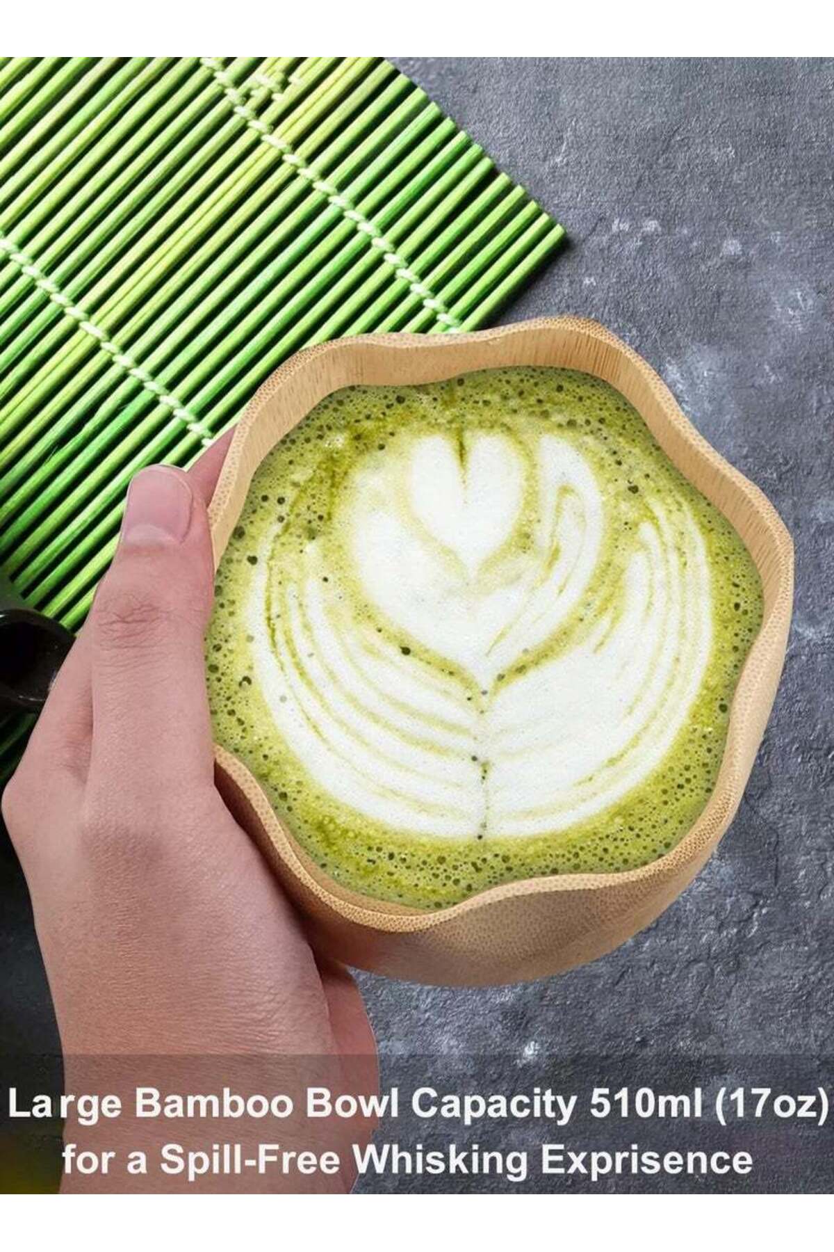 طقم ماتشا، خدمة شاي تقليدية مع وعاء من الخيزران، م...