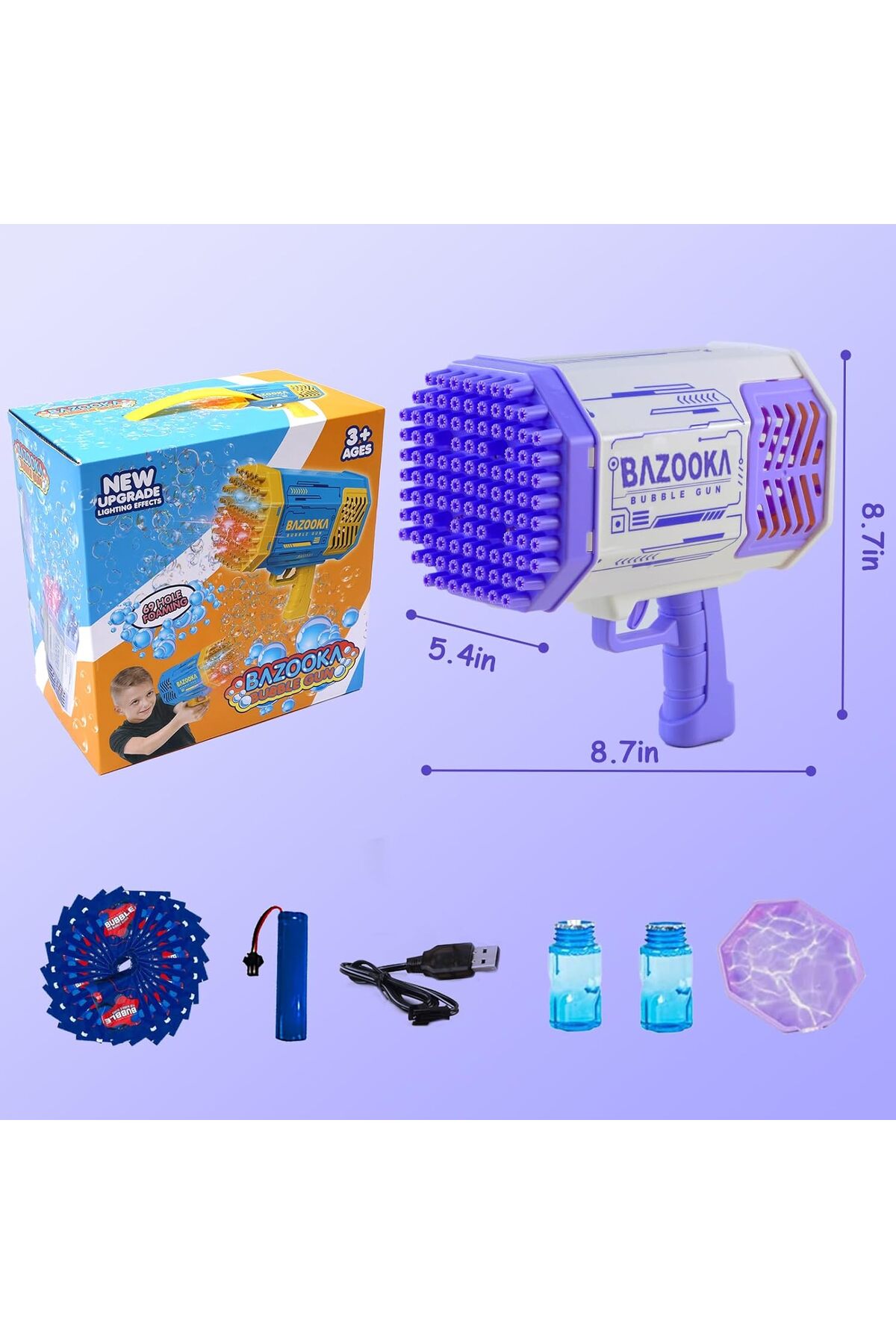 مسدس فقاعات بازوكا للأطفال من تيك توك، هدايا من عمر 3 إلى 12 عامًا