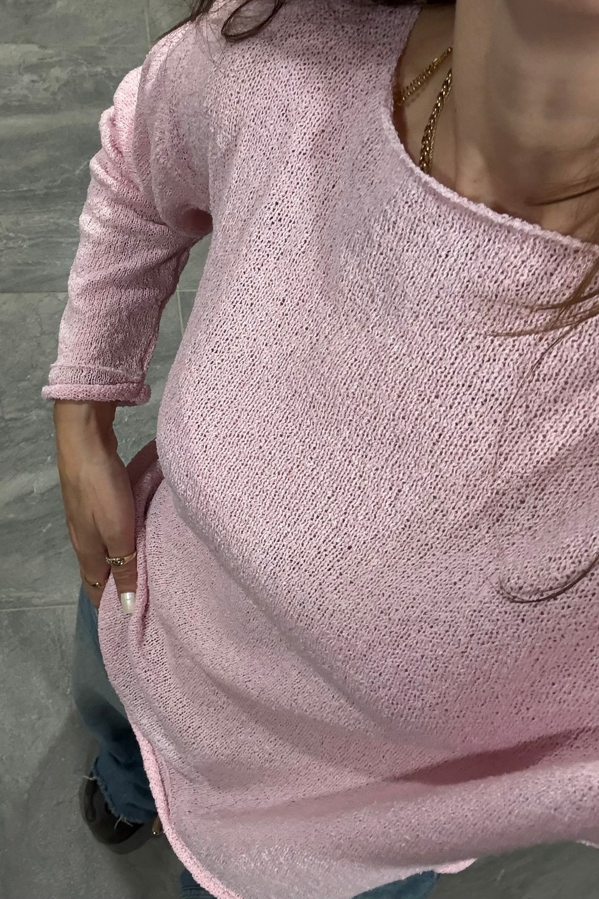 Noi Belis  Basic Oversize Kayık Yaka Dokulu Triko Kazak AW25KZ0032 - Görsel 3