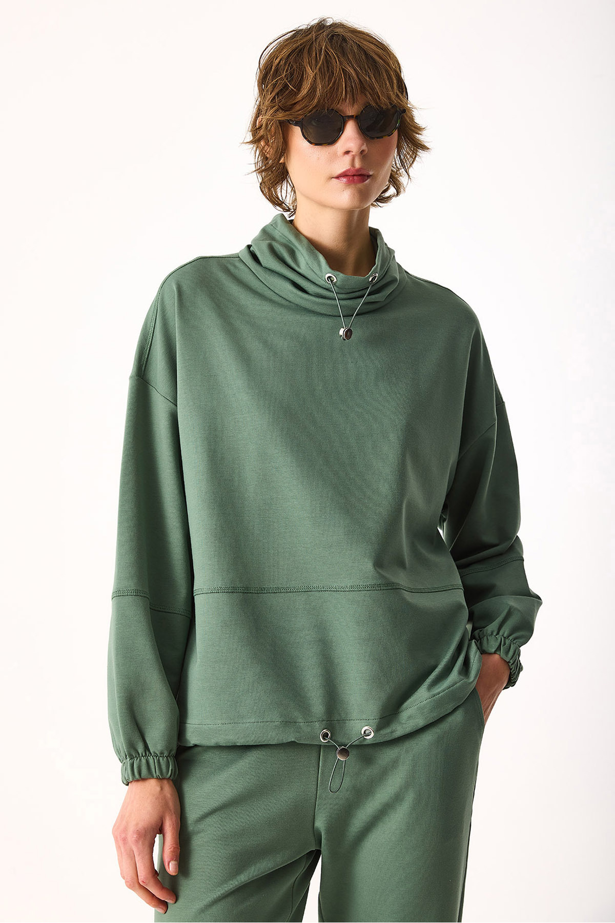 VENA  Norah Yakası Detaylı Regular Fit Sweatshirt-GÖL YEŞİLİ - Görsel 4