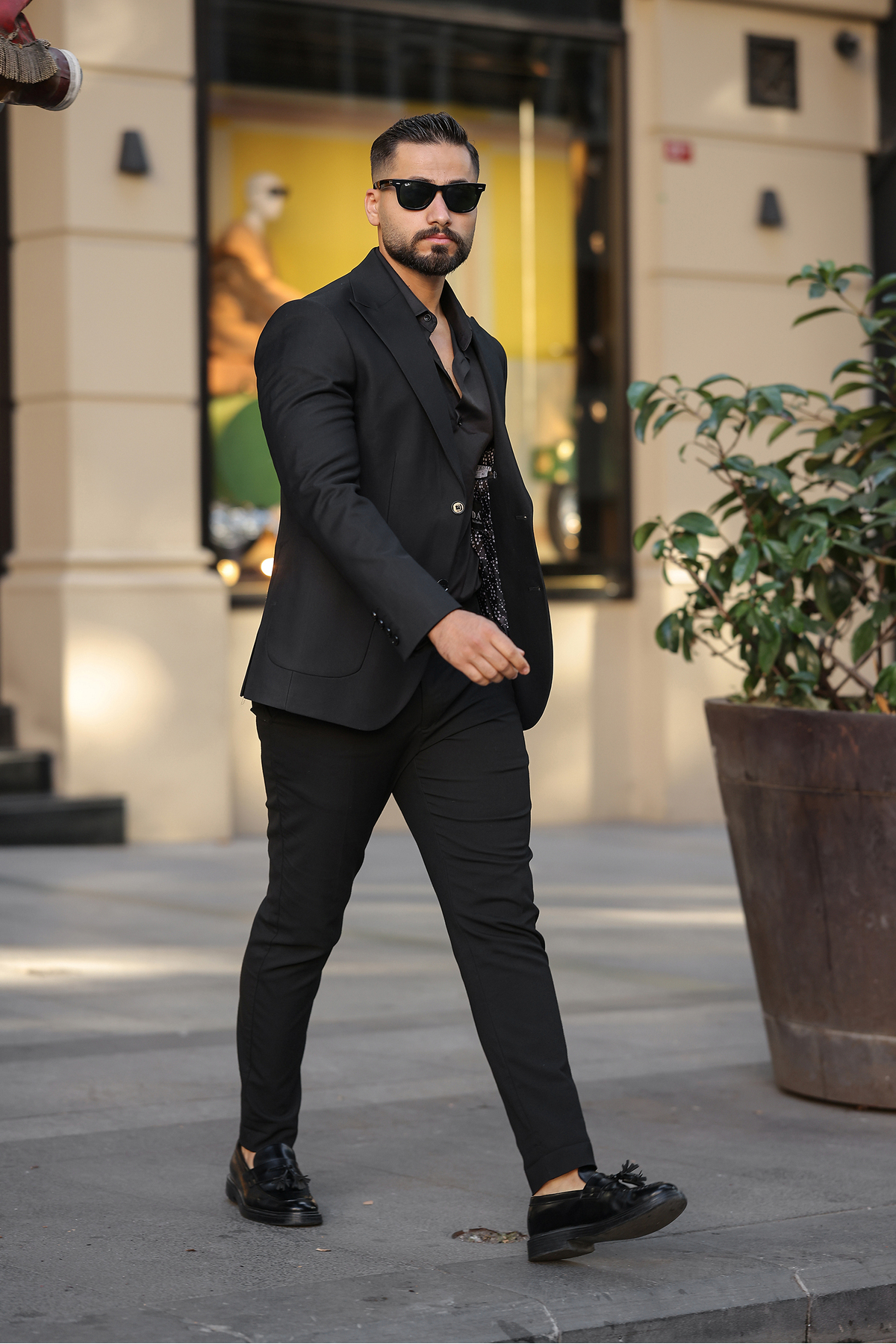 BERDA  İTALYAN STİL SLİM FİT SİVRİ YAKA ERKEK TEK CEKET SİYAH - Görsel 3