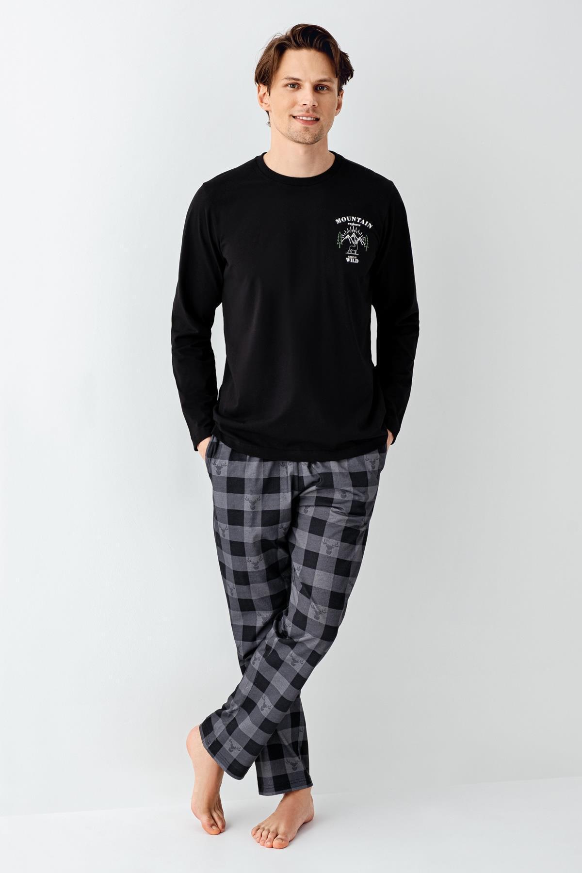 Baba Oğul Kareli Siyah Pijama Takım Kombin, Erkek ve Çocuk Pijamalar Ayrı Ayrı Fiyatlandırılır - 6