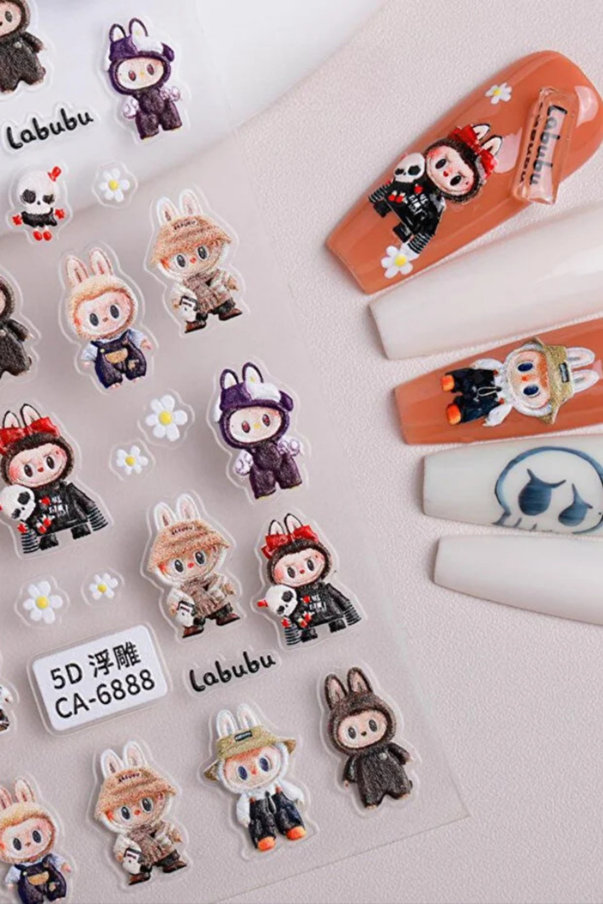 Labubu Tırnak Sticker Protez Tırnak Kalıcı Oje Süsleme, Nail Art Sticker CA-6888