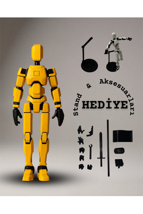 Tactyla Titan Tüm Eklemleri Hareketli Robot Dummy Aksiyon Figürü Oyuncak (Sarı)