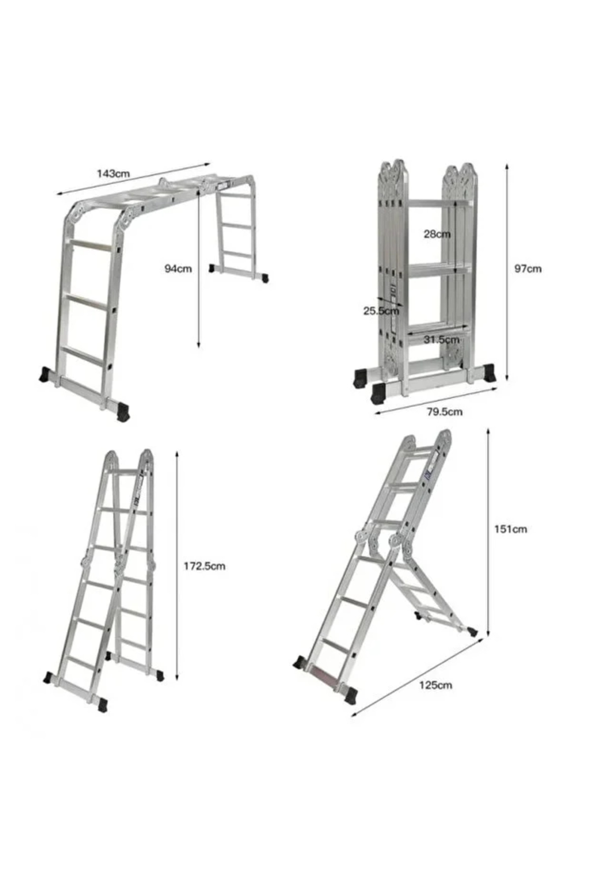 سلم قابل للطي متعدد الأغراض يحتوي على 12 درجًا