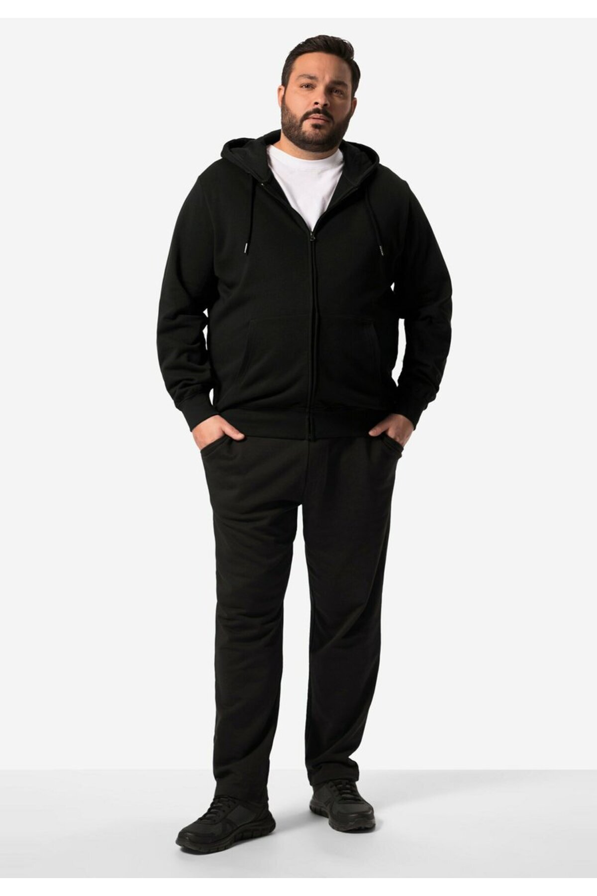 Gül Büyük Beden İki İplik Kumaş Erkek Fermuarlı Eşofman Takımı Rahat Konforlu