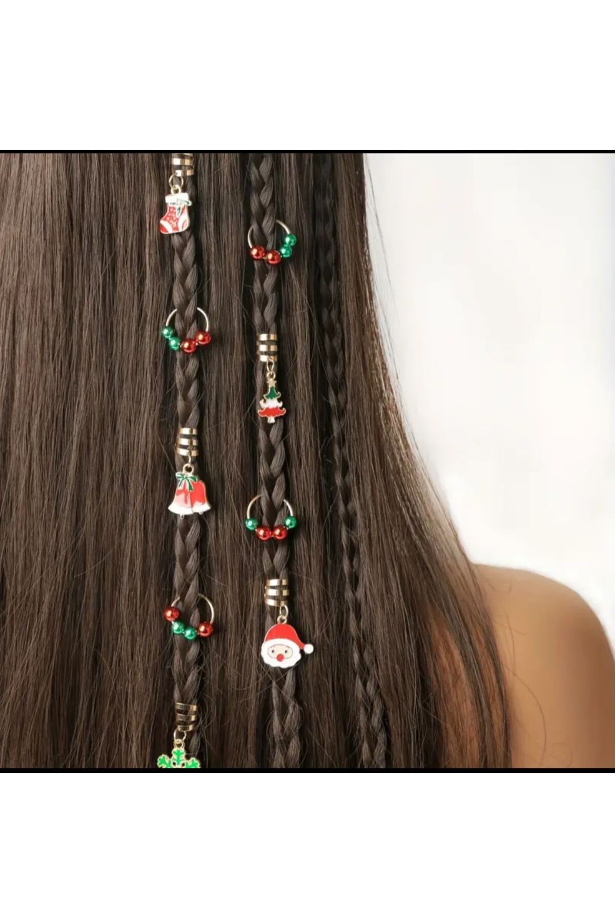 10 Pcs Christmas Themed Christmas Hair Weave Beads Rings Hair Ring