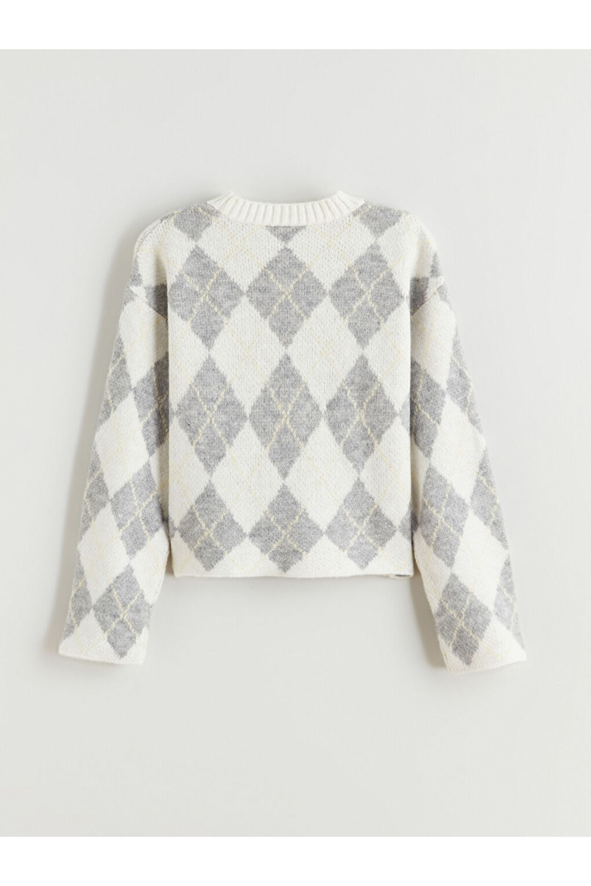 LC Waikiki Gri Baklava Desenli Kız Çocuk Triko Kazak fotoğrafı 5 (önizleme)