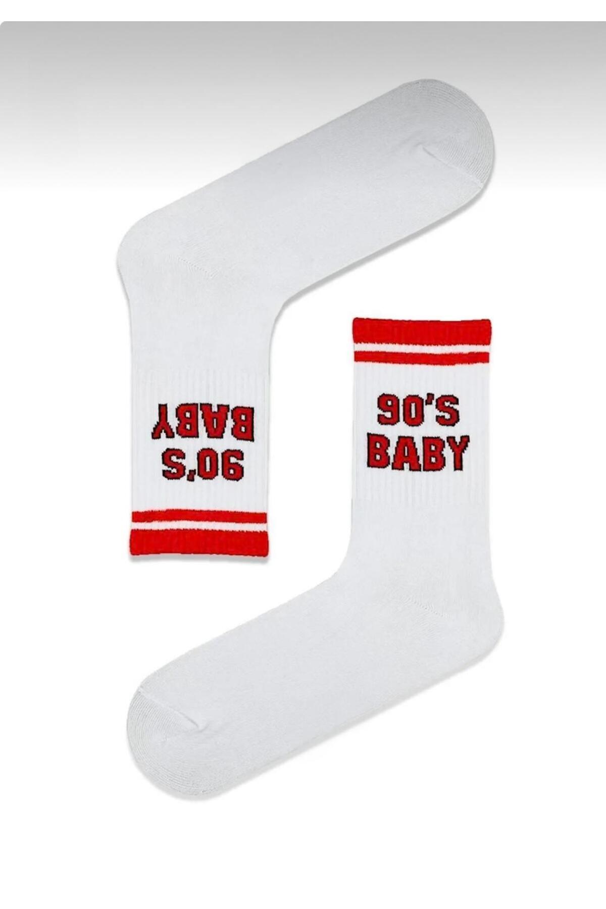 90's Baby Patterned Colorful Tennis Socks
