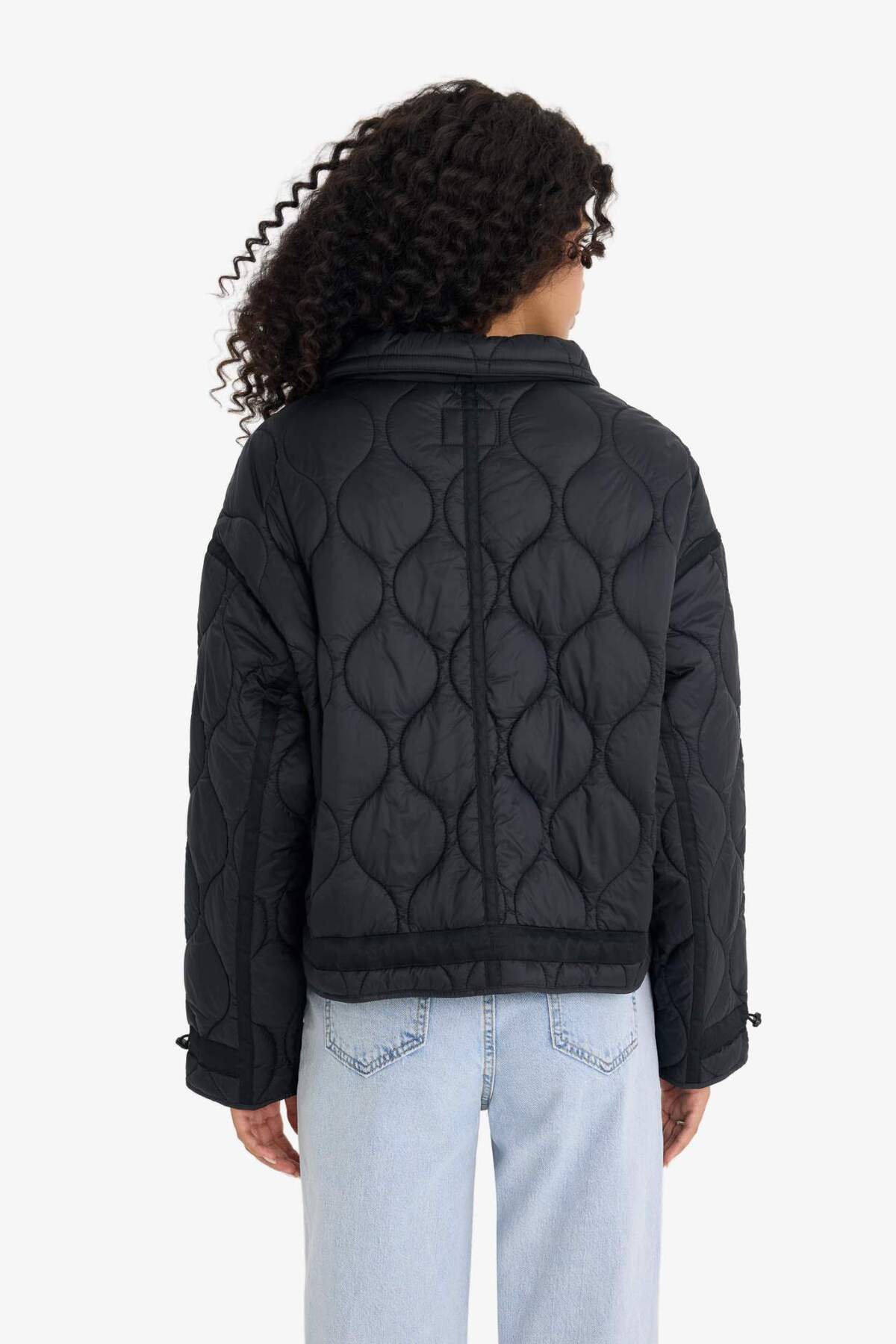 Defacto  Su Geçirmez Regular Fit Fermuarlı Kapitoneli Siyah Kadın Mont E8674AX/BK27 - Görsel 8