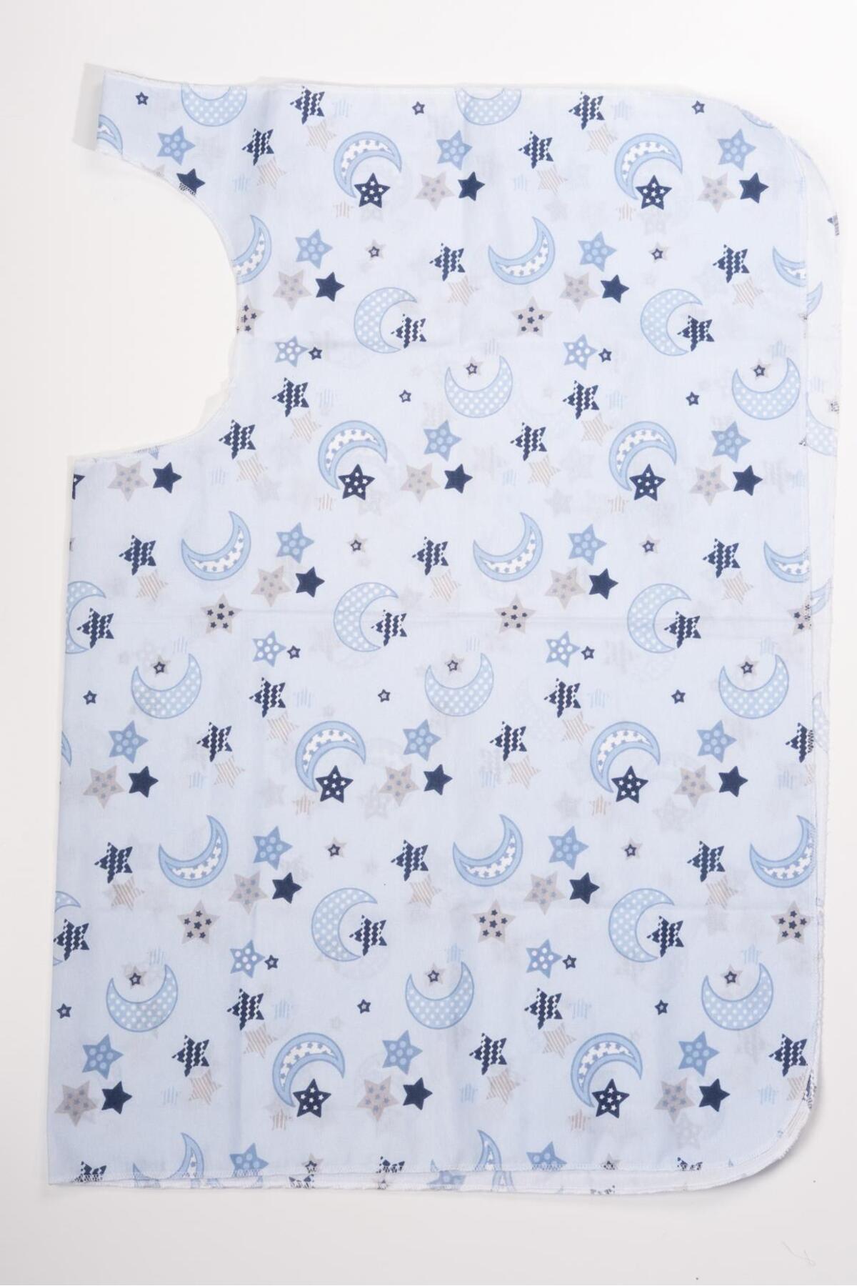 agugu Yıldız Ay Desenli Emzirme Önlüğü Mavi