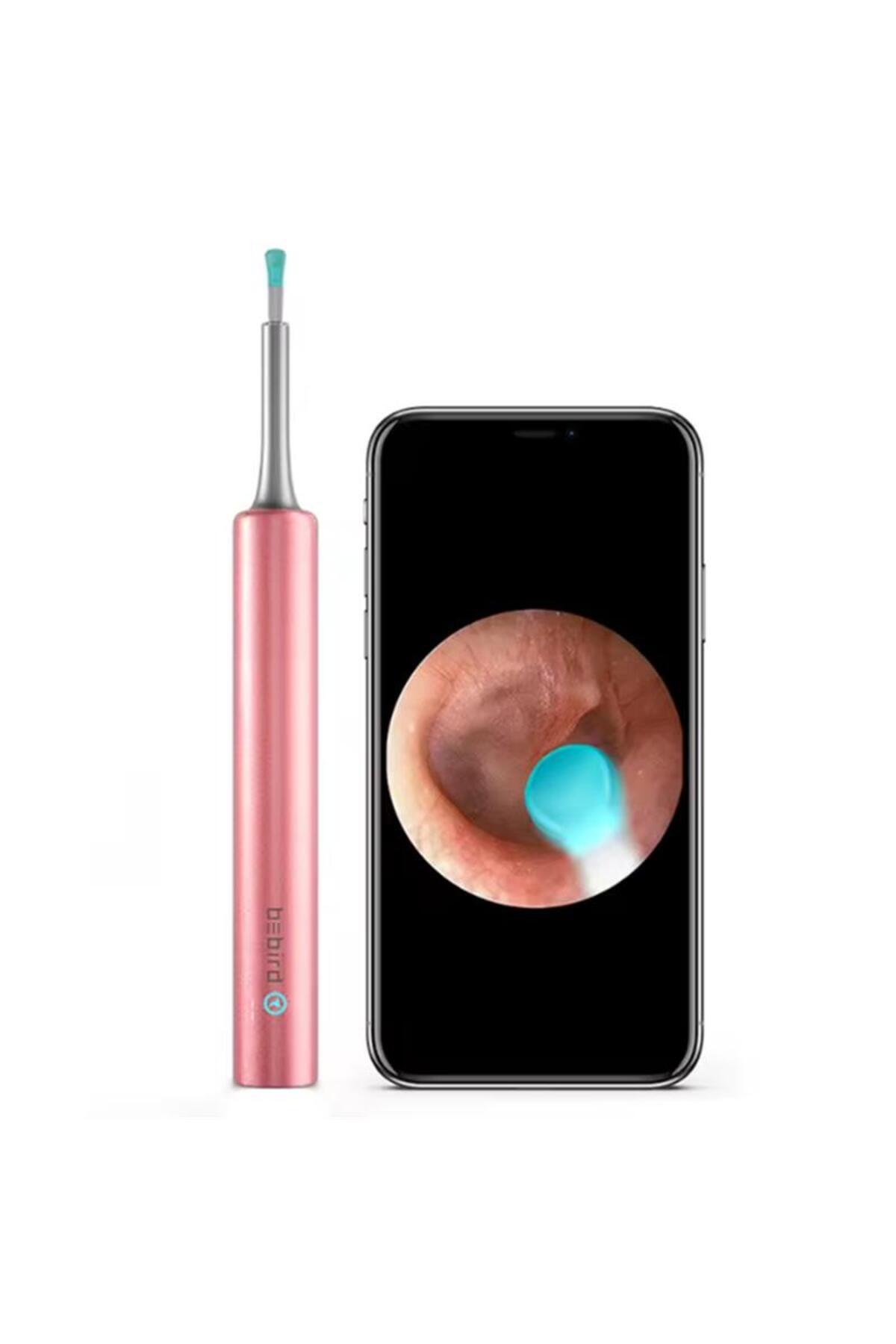 fantastik store BEBIRD T5 3MP KAMERA 3.5MM LENS ŞARJLI WIFI GÖRÜNTÜLÜ KULAK TEMİZLEYİCİ PEMBE RENK