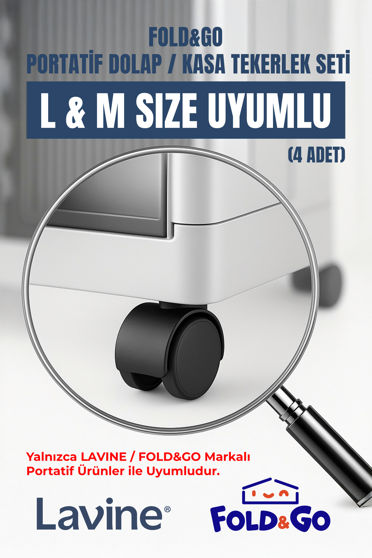 Lavine Fold&Go Cabinet / Case 4-Piece Wheel Set Compatible with M size and L size