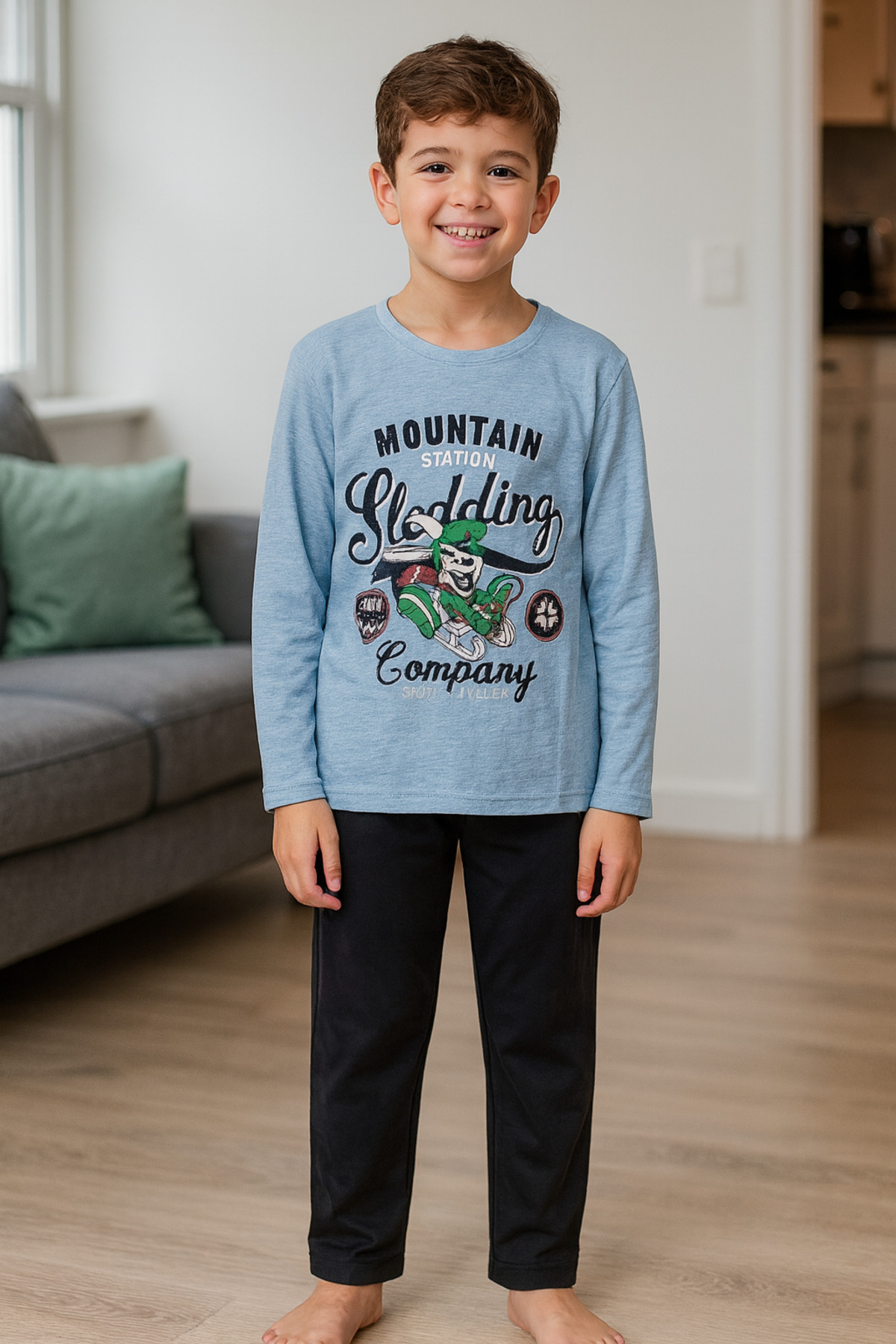 Tenra Erkek Çocuk Pijama Takımı %100 Pamuk fotoğrafı 3 (önizleme)