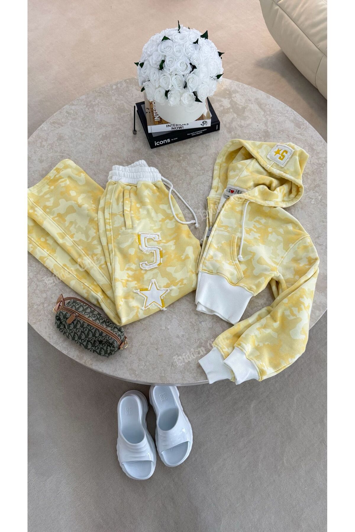Restock Kamuflaj Baggy Alt Üst Eşofman Takımı ( 3 İplik Şardonlu) — زرد kamufgtak32 — تصویر 6 از 7