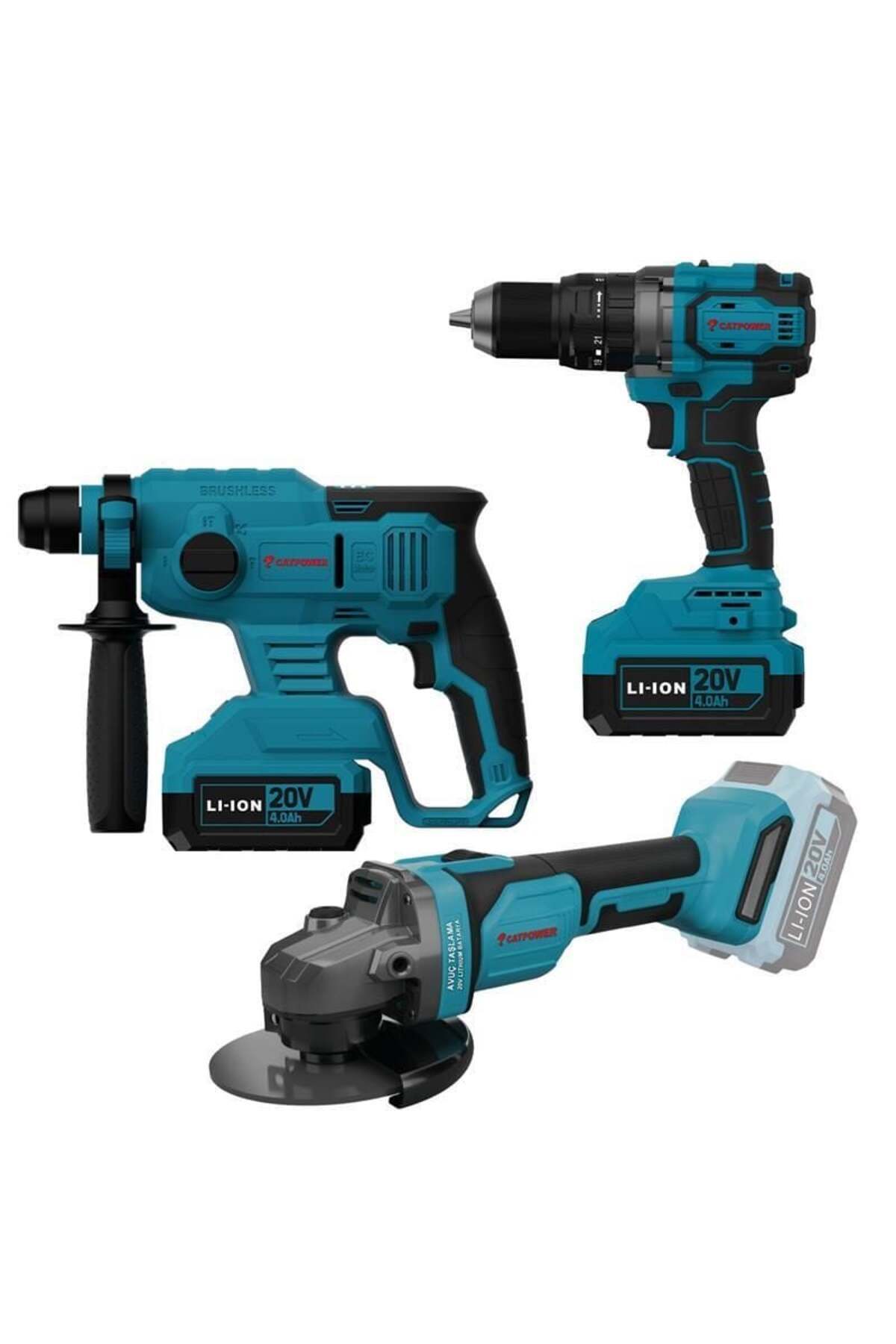 AyrStore Cat Power 4235 Akülü Vidalama Taşlama Kırıcı Delici Set 4,0 Ah Çift Akülü