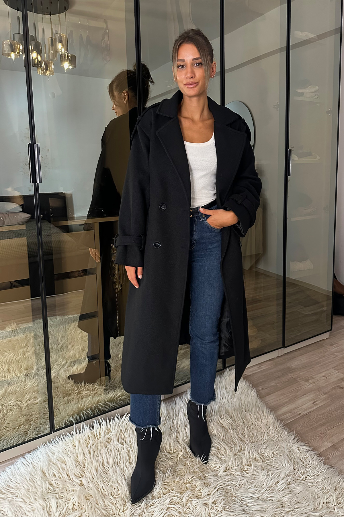 Gray Belted New Season Lined Premium Quality Comfortable Fit Women's Cashmere Coat