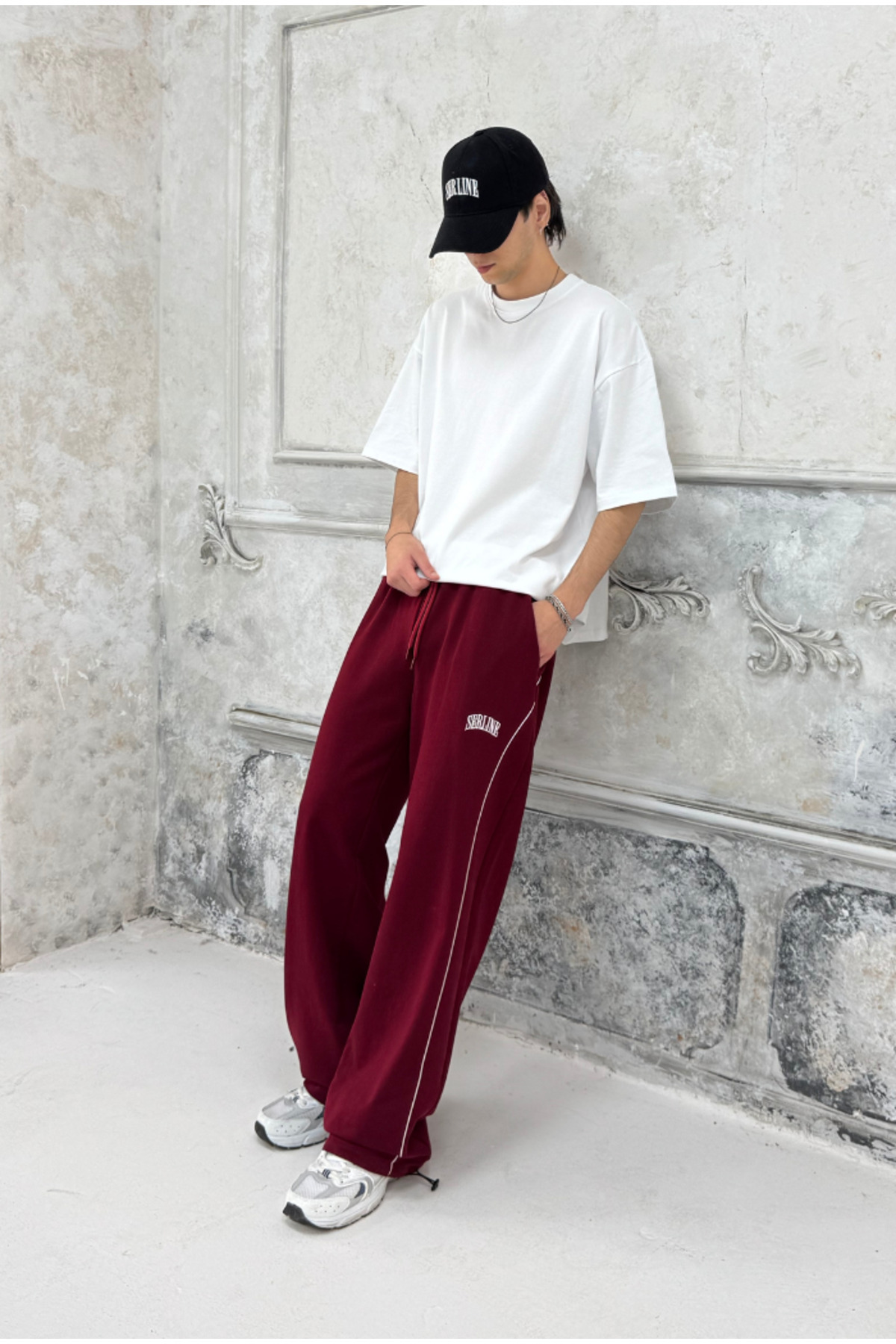 serline  Yazlık-Serline Nakış Çizgili Stoper Paça Eşofman - Görsel 6