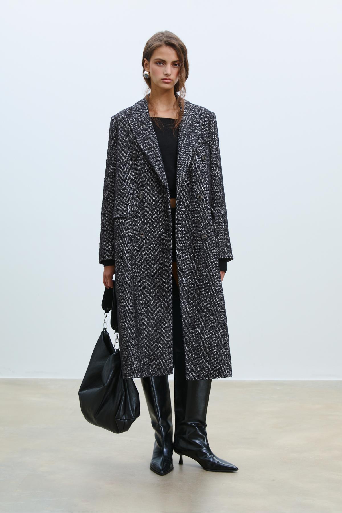 Oversize herringbone coat