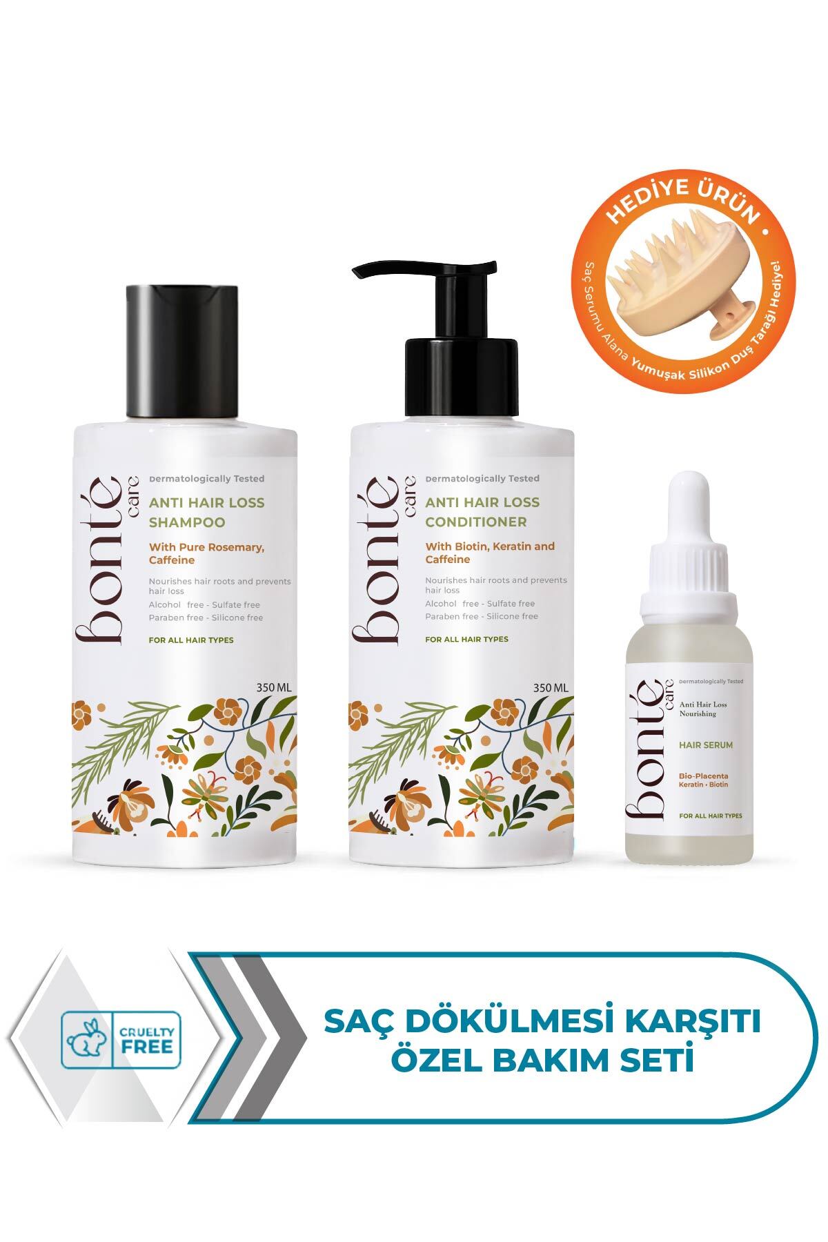 Bonté Care Saç Dökülmesine Karşı 3’lü Set – Bio-placenta Serum + Biberiye Yağı Şampuan + Keratin Krem — BN407FT01F
