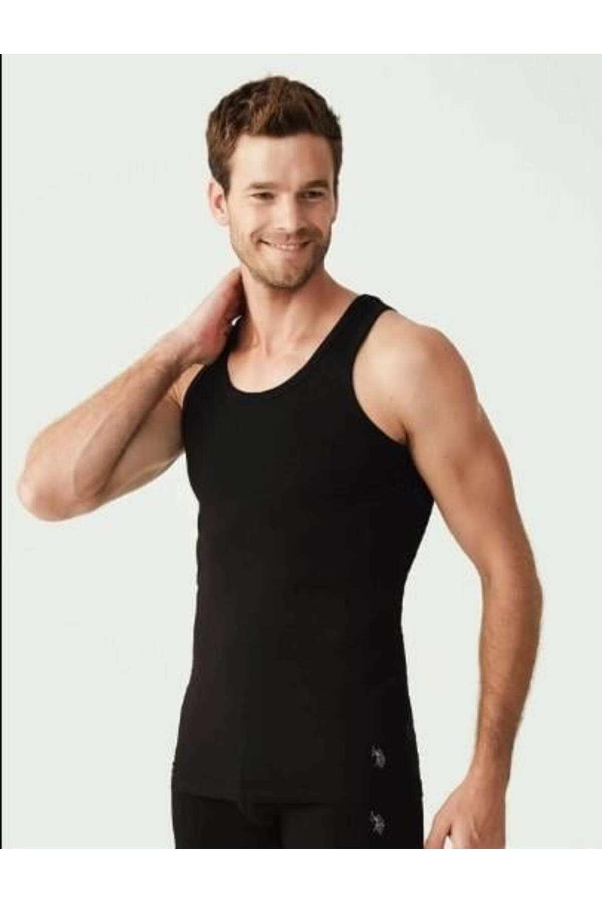 یو اس پولو مردانه، دارای مجوز USPA، بسته ۲ عددی، تاپ رکابی مشکی