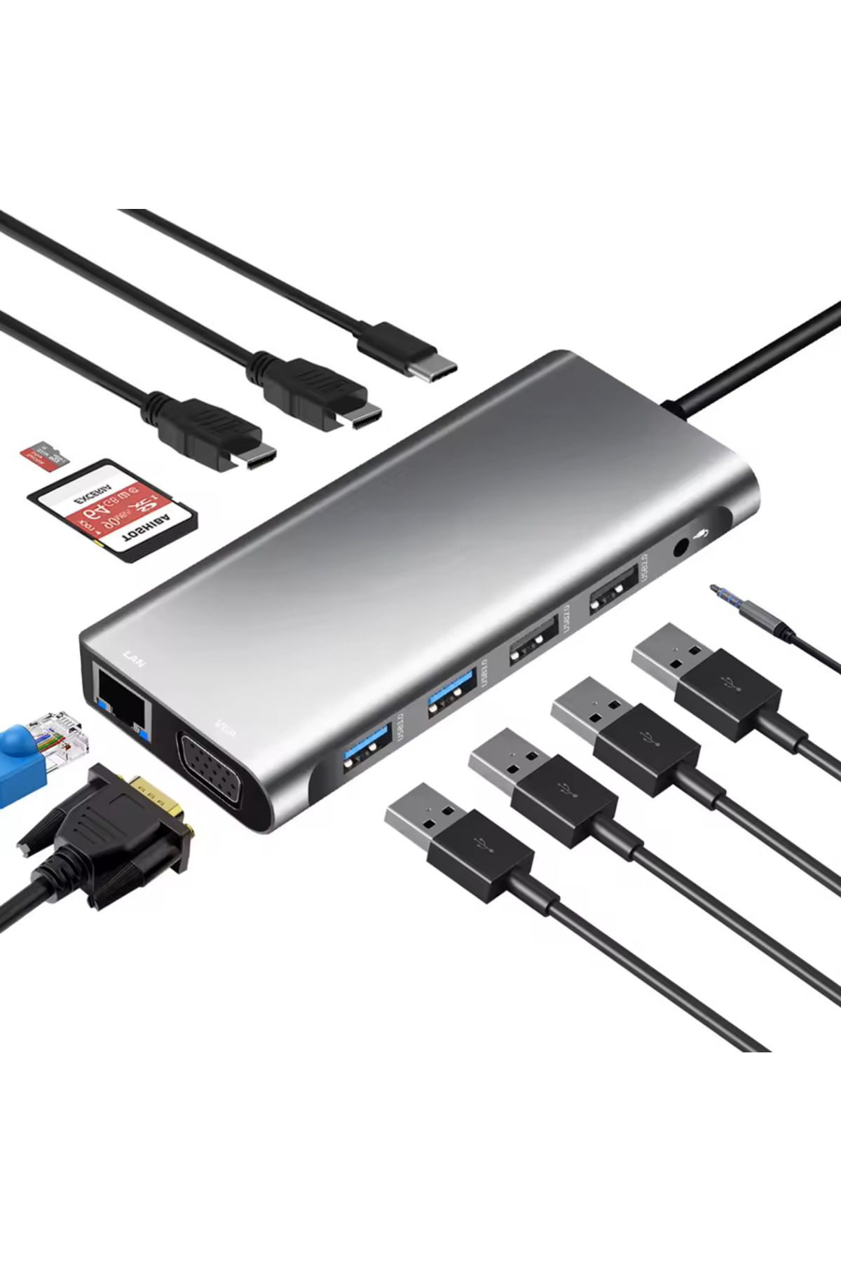 Skygo ZR610 Type-C 12 İn 1 Çift Hdmı