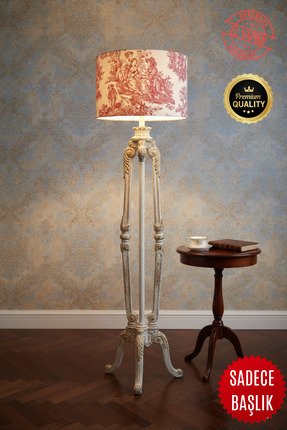 APCASADECOR Vintage Toile de Jouy Desenli Lambader Başlığı