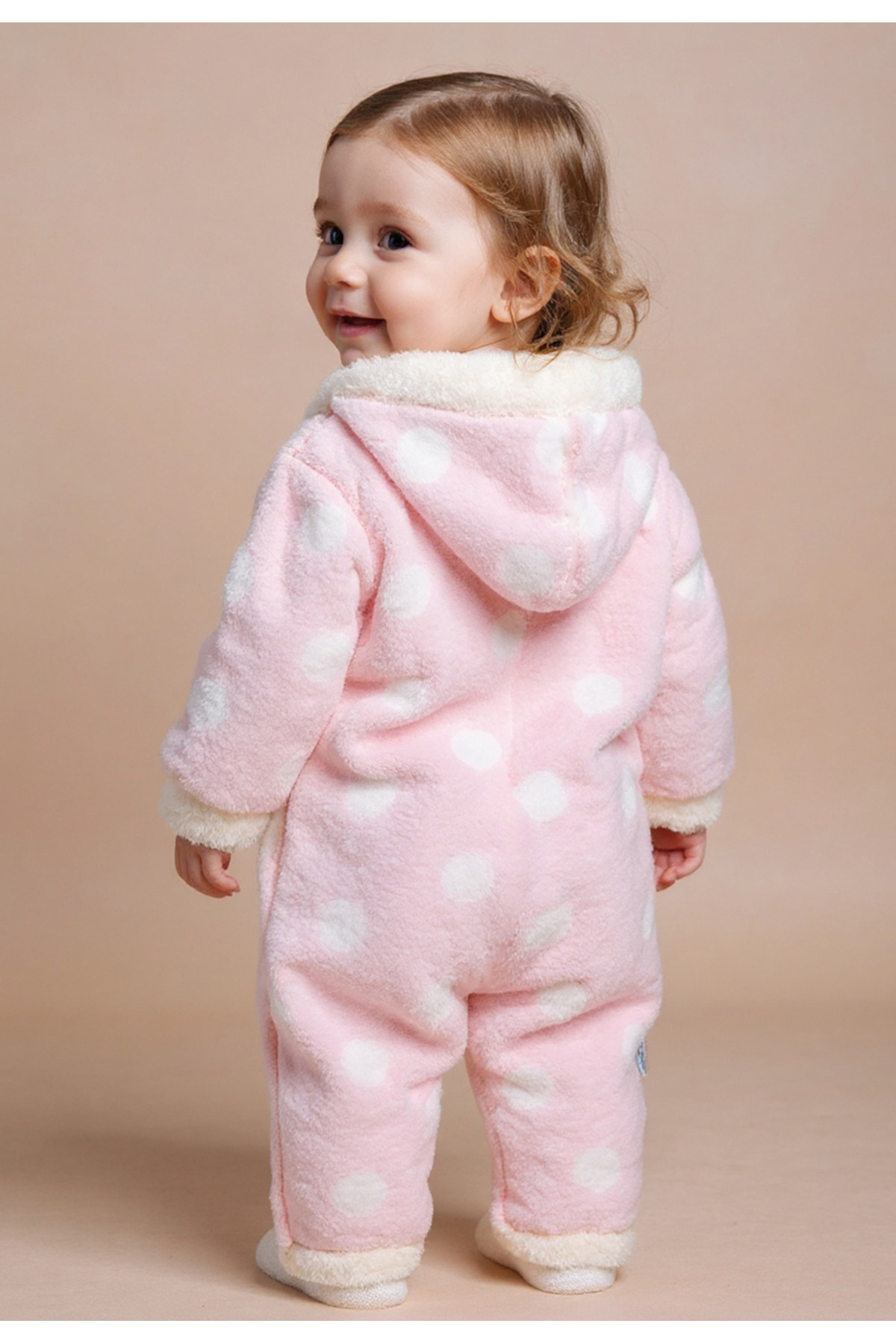 Tuabella Wellsoft Kapüşonlu Fermuarlı Kışlık Bebek Tulum Puantiyeli fotoğrafı 2 (önizleme)
