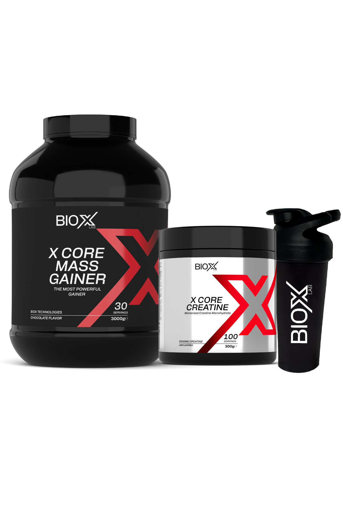 Bioxlab Mass Gainer Çikolata 3 kg 30 Servis + Kreatin 300 gr 100 servis + Shaker