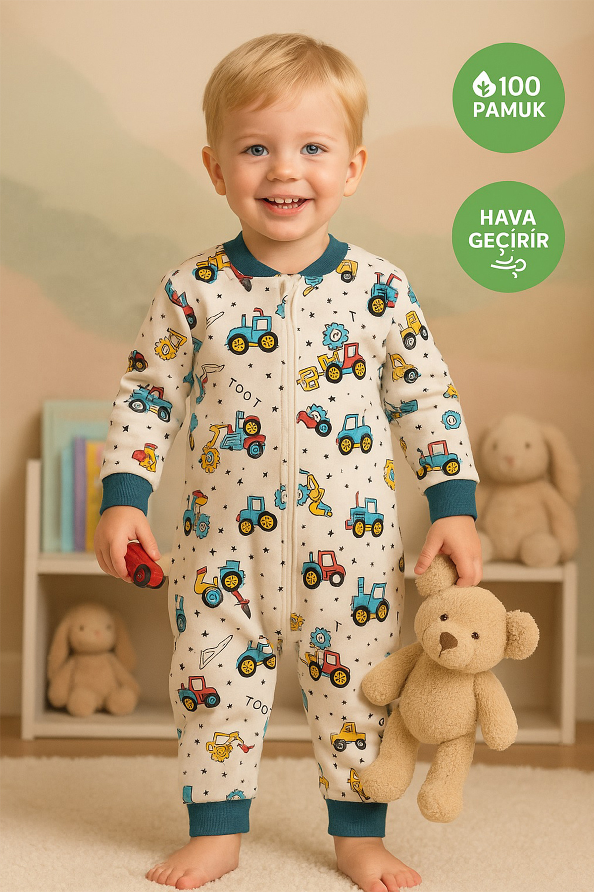 Melekpare Kız Erkek Çocuk Kalın Elyaf Dolgulu 1,5 Tog Pamuklu Desenli Uyku Tulumu