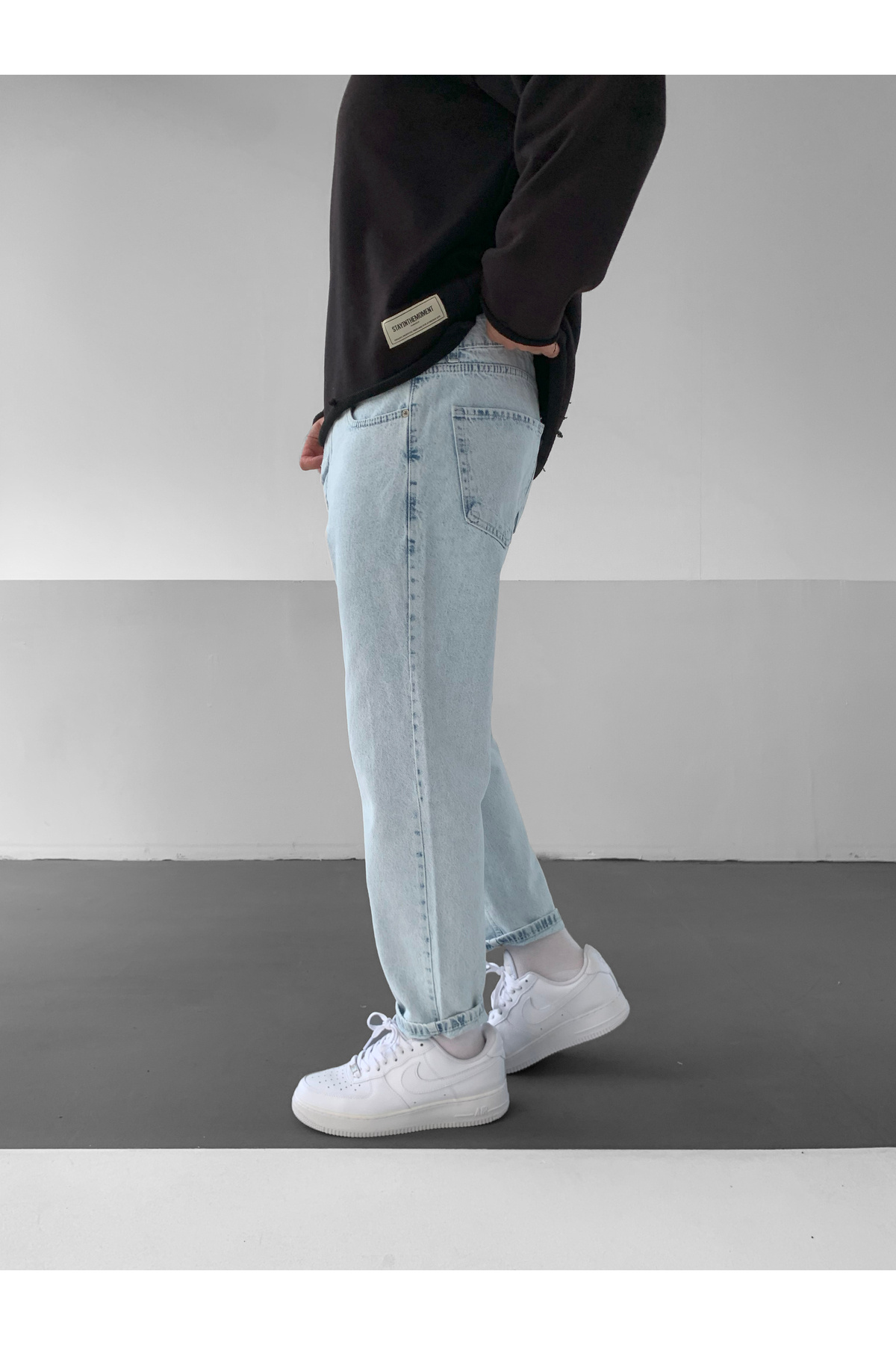 NO1 KONSEPT  Buz Mavisi Yıkamalı Boyfriend Jean Pantolon - Görsel 4