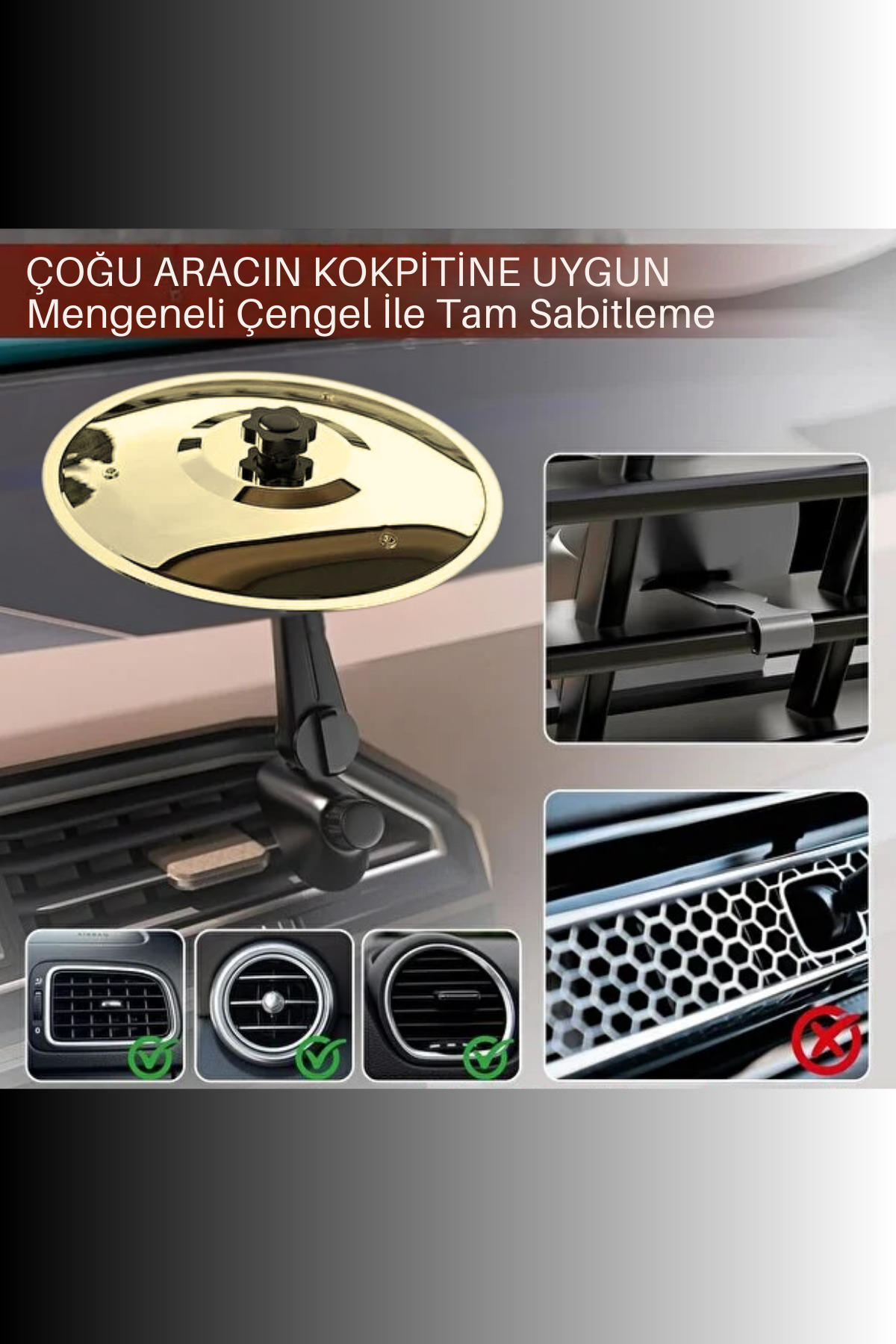 KDOT Araç İçi Mini Davul Zili Pirinç Rengi