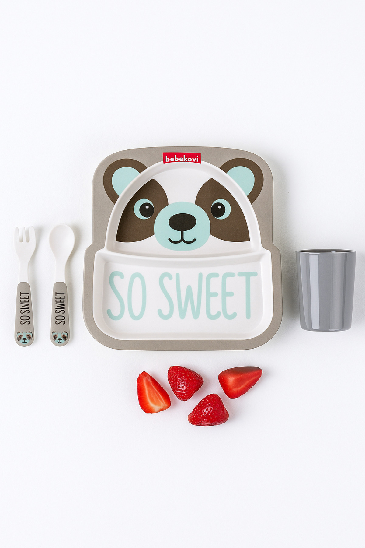 Baharda Nova Melamin Bebek Yemek Tabağı Bardak Kaşık Çatal 4'lü Set fotoğrafı 2 (önizleme)