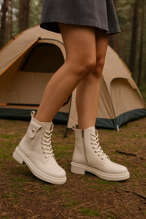 ich1one Iselleth Kadın Bağcıklı Fermuarlı Postal Günlük Bot 001204 Cilt