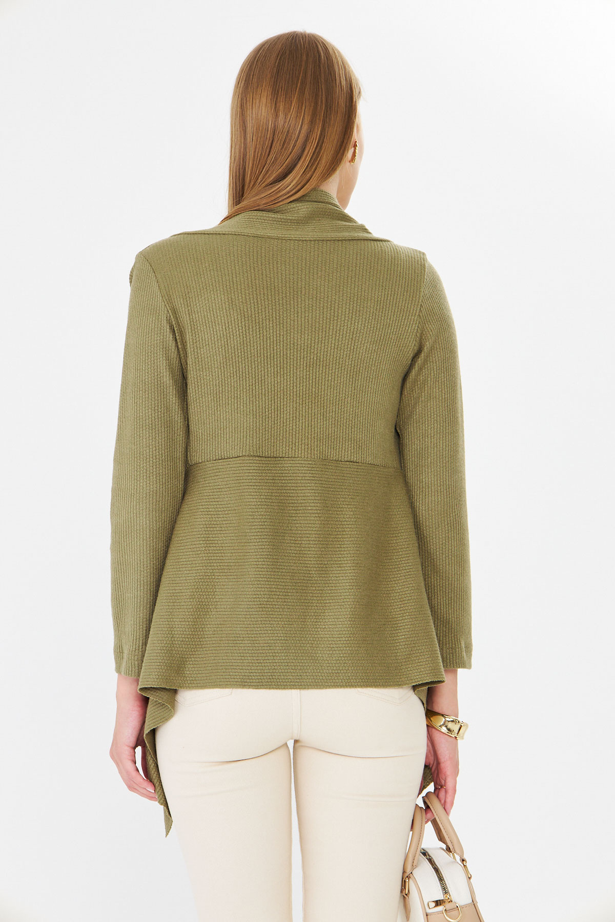 armonika  Kadın Haki Desenli Triko Salaş Hırka ARM-26K001006 - Görsel 8