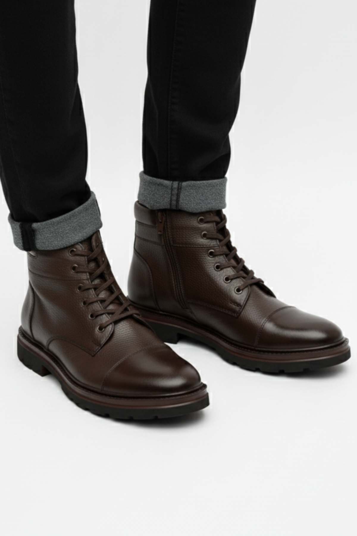 LUSIVE  Hakiki Deri Kahverengi Fermuarlı Erkek Kışlık Bot LUASS27AL0043 - Görsel 5