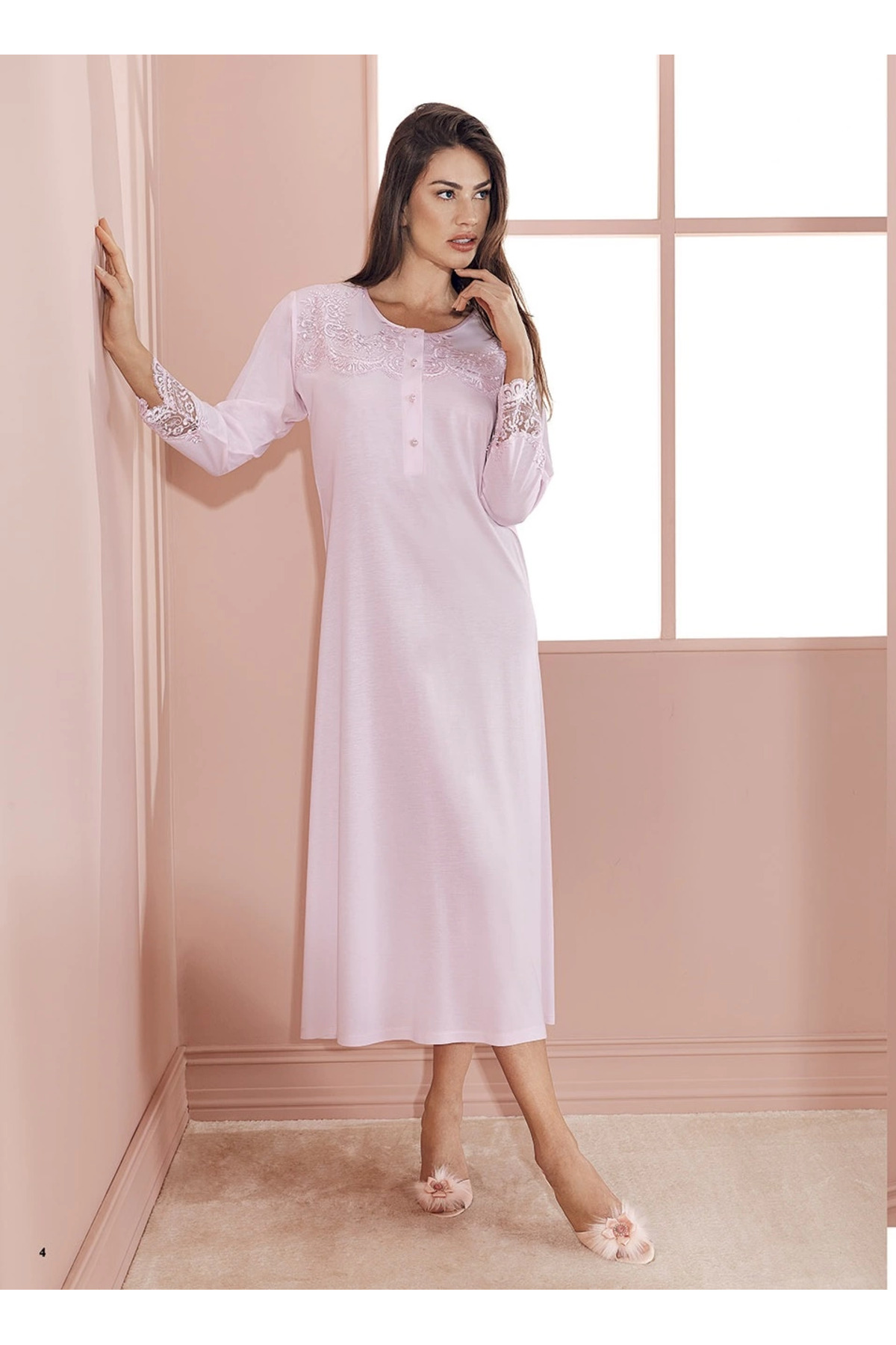 Genel Markalar Aesco Espuar 737 Penye Uzun Gecelik Sabahlık Takım