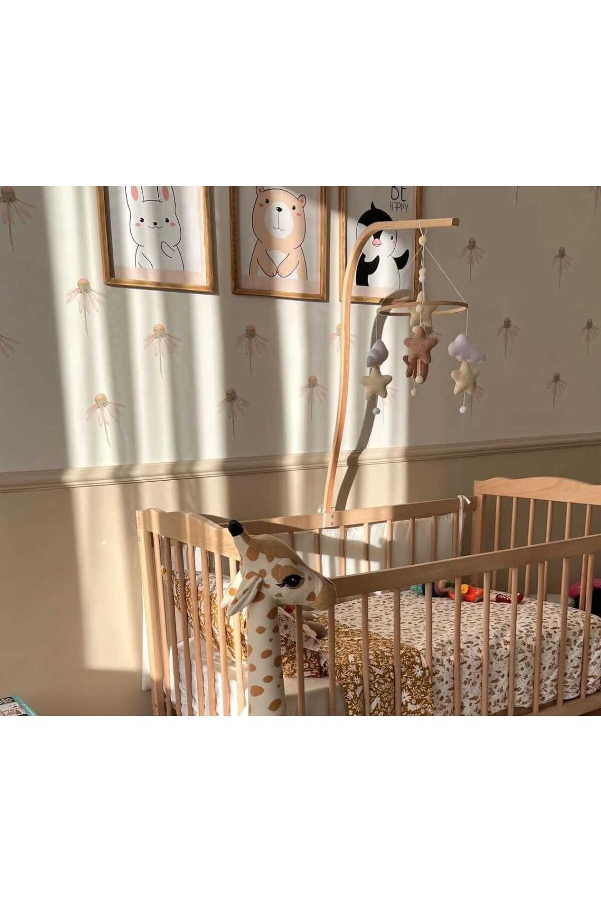 beberinos Kahve Tonları Ay Yıldız Bebek / Çocuk %100 El Yapımı Bebek Beşik Süsü Dönence fotoğrafı 2 (önizleme)