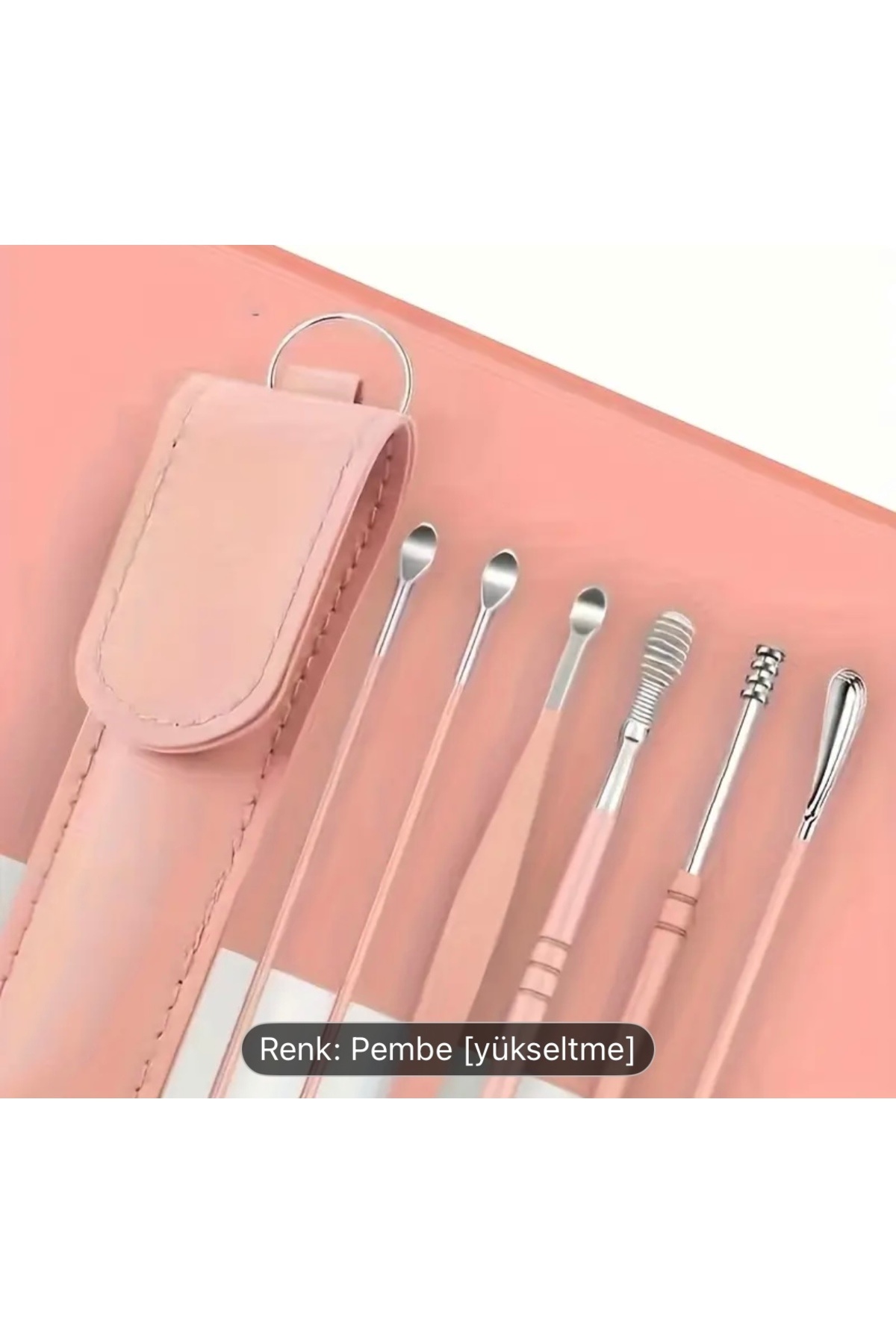 ESCE Pembe Deri Çantalı Kulak Temizleme ve Bakım Kiti 6 Parça