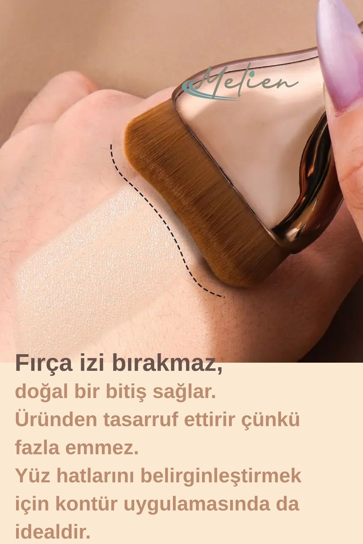 Kavisli Fondöten Likit Krem Alık Profesyonel Makyaj Fırçası Yoğun Yumuşak Kıl İz Bırakmaz Aksesuar — مشکی kavislimakyajfir — تصویر 6 از 8