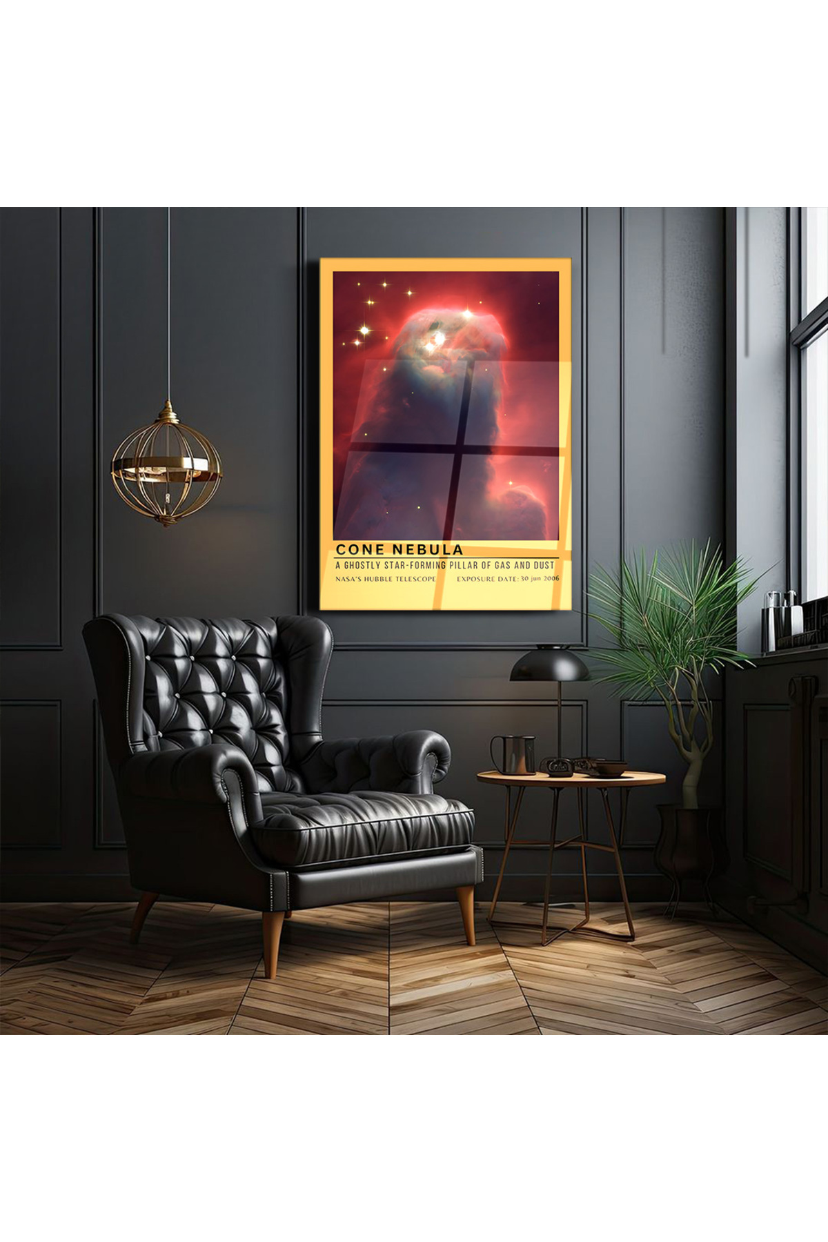 Cone Nebula Cam Tablo-Ev-Ofis Dekorasyonu-Uzay-Bulutsu-Galaksi-Çocuk Odası-Dikey