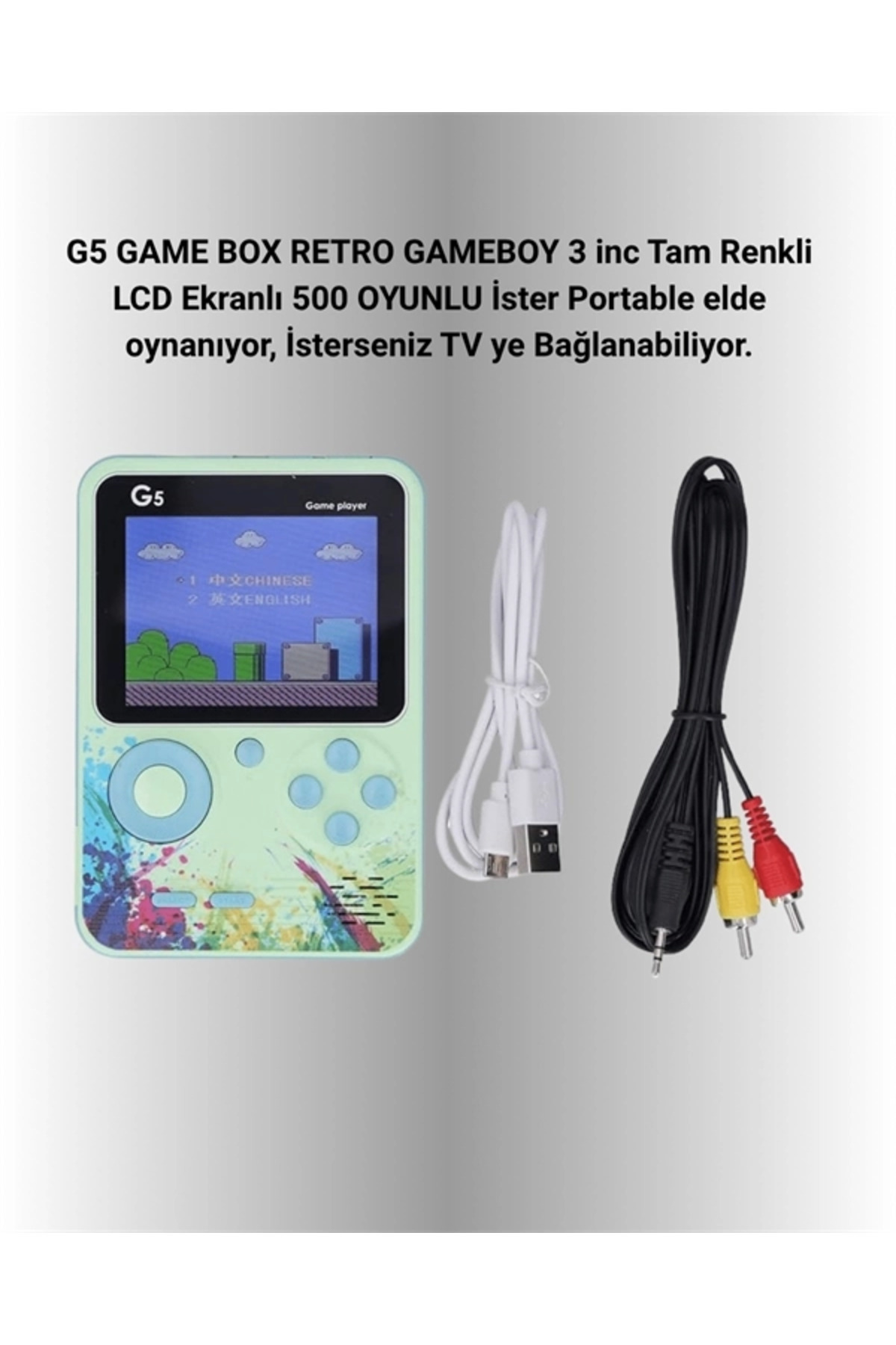 Glowify Store TV Bağlantılı 500 Oyunlu Mini Gameboy Konsol