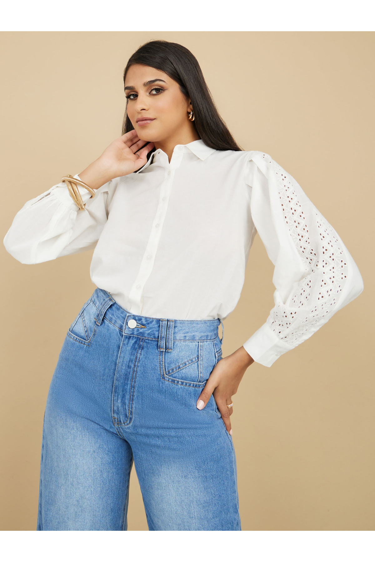 Styli Broderie Long Sleeve Regular Fit Shirt