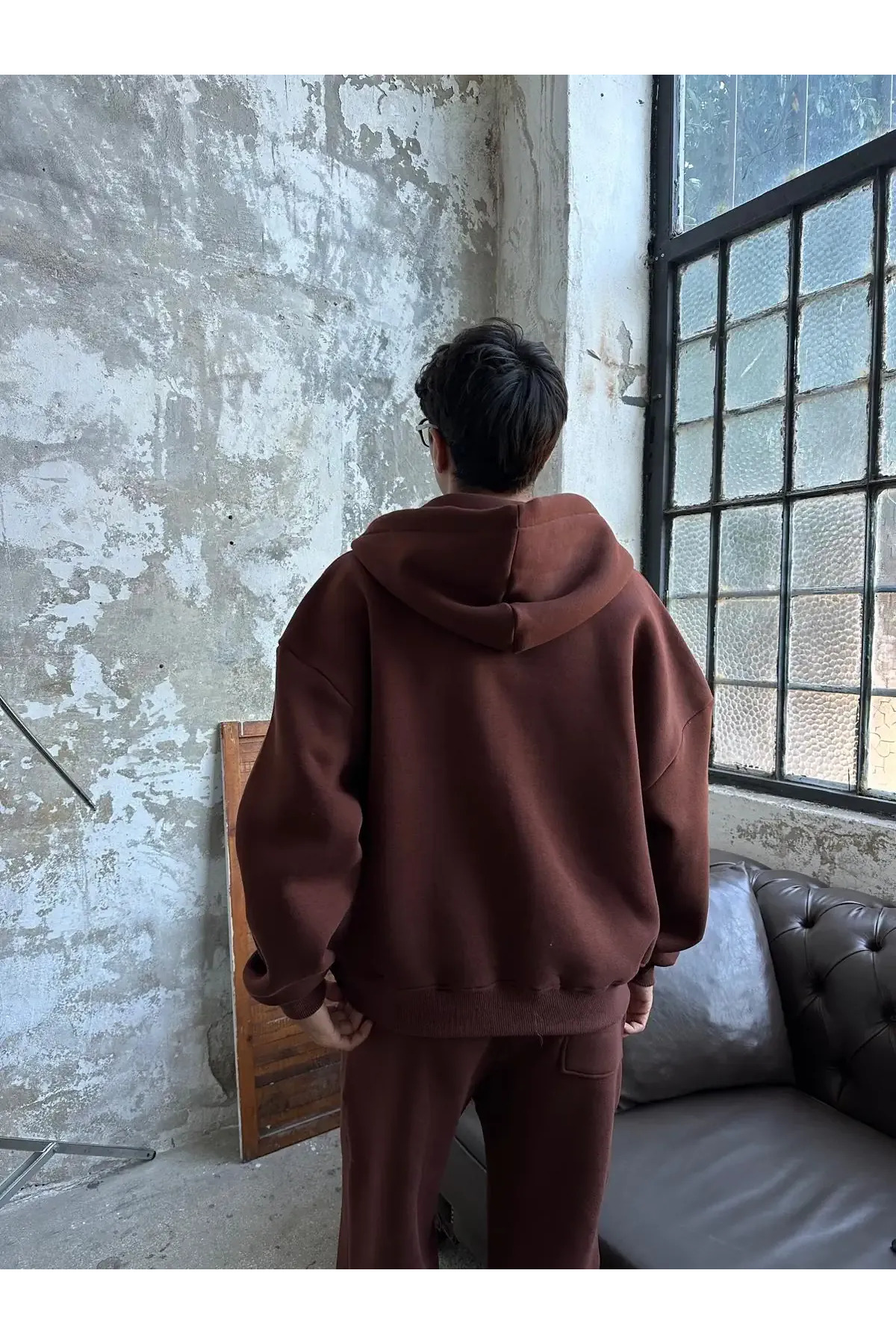 YAKAMEL  Erkek Unisex Model Basic 3İplik Kapşonlu Hırka - Görsel 2