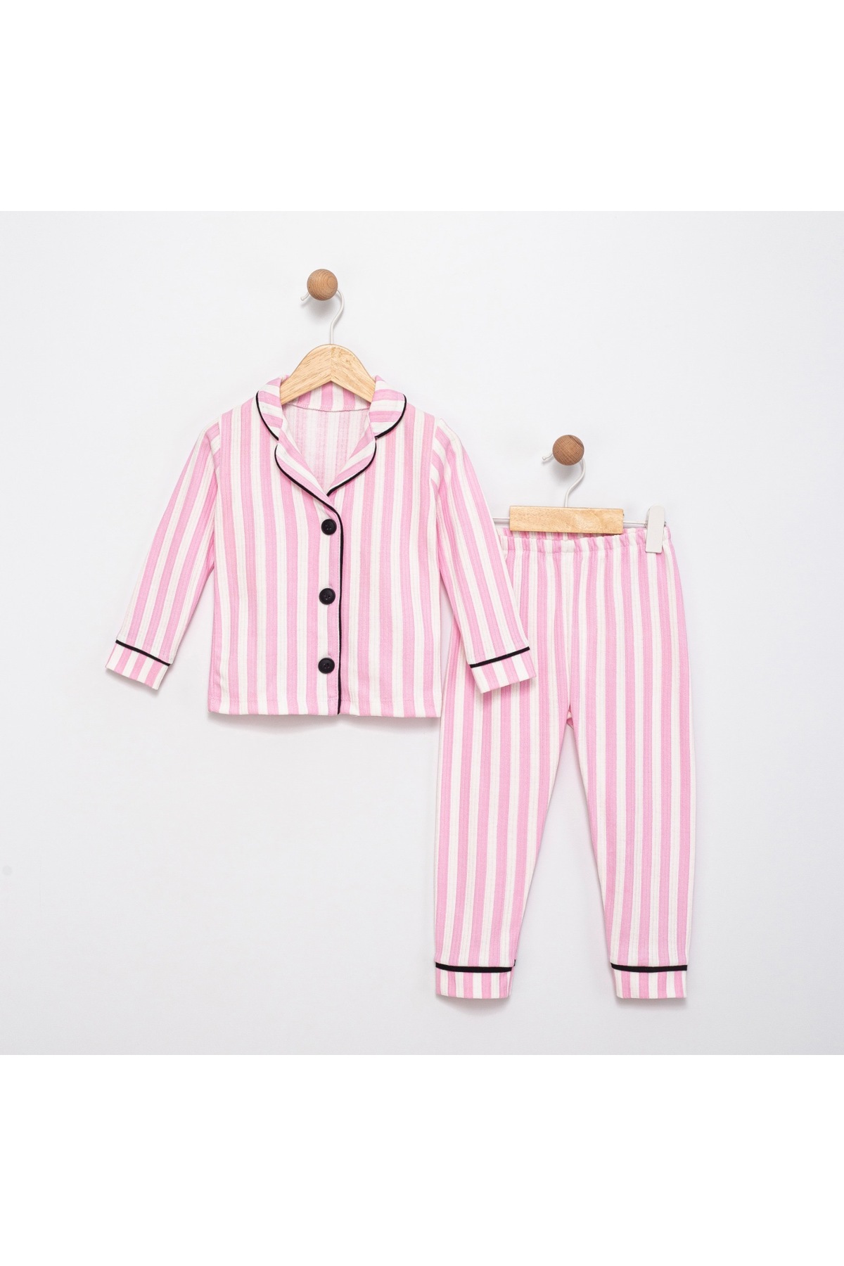 EYZ KIDS Pembe Çizgili Kız Çocuk Pijama Takımı fotoğrafı 2 (önizleme)