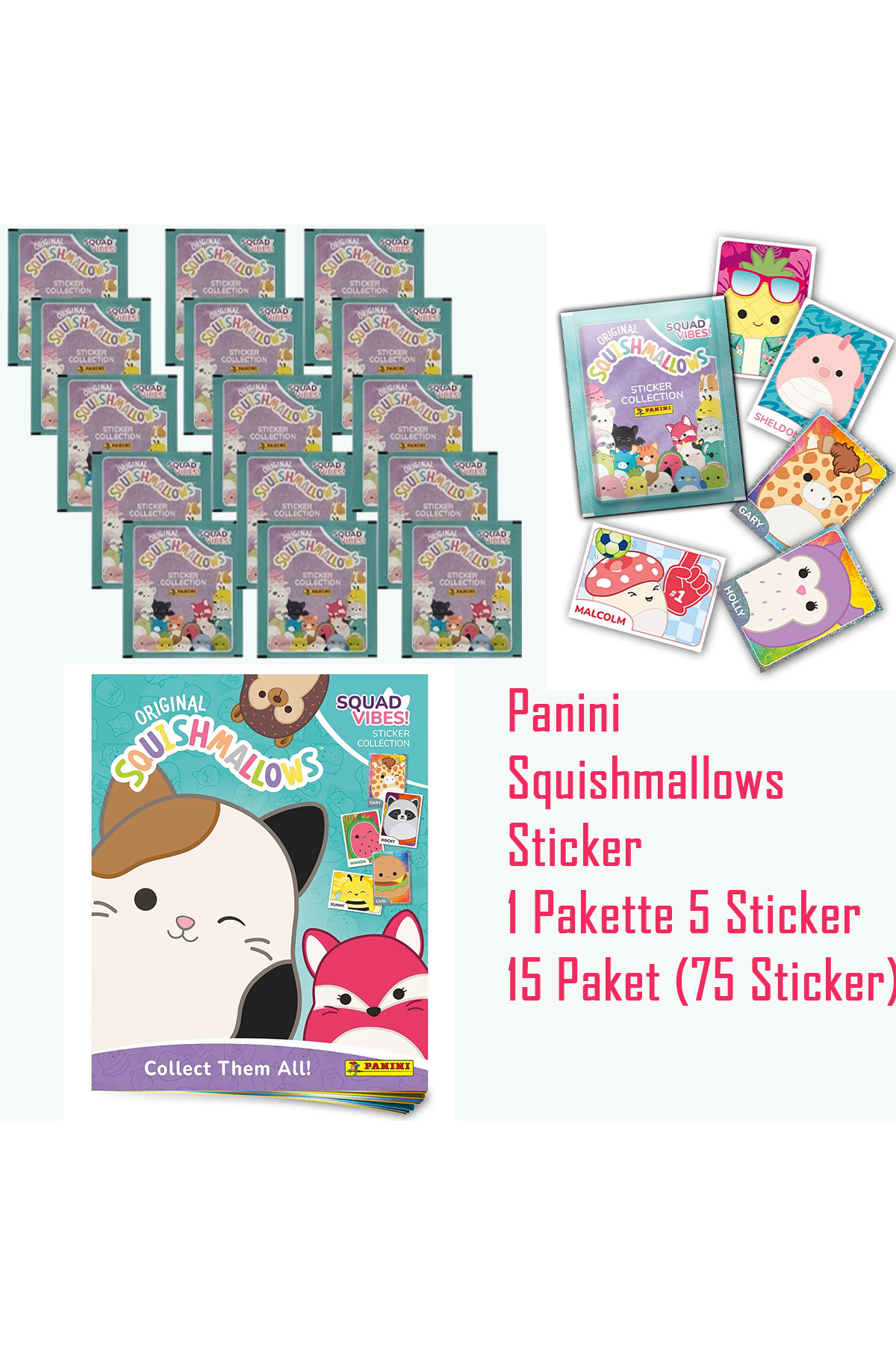 Next Plus Lisanslı Panini Squishmallows Sticker Collection Album+15 Paket (75 Çıkartma) fotoğrafı 5 (önizleme)