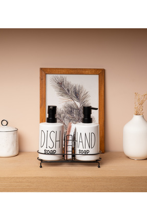 fecahome Metal Stant ve Süngerli 2’li Sıvı Sabunluk