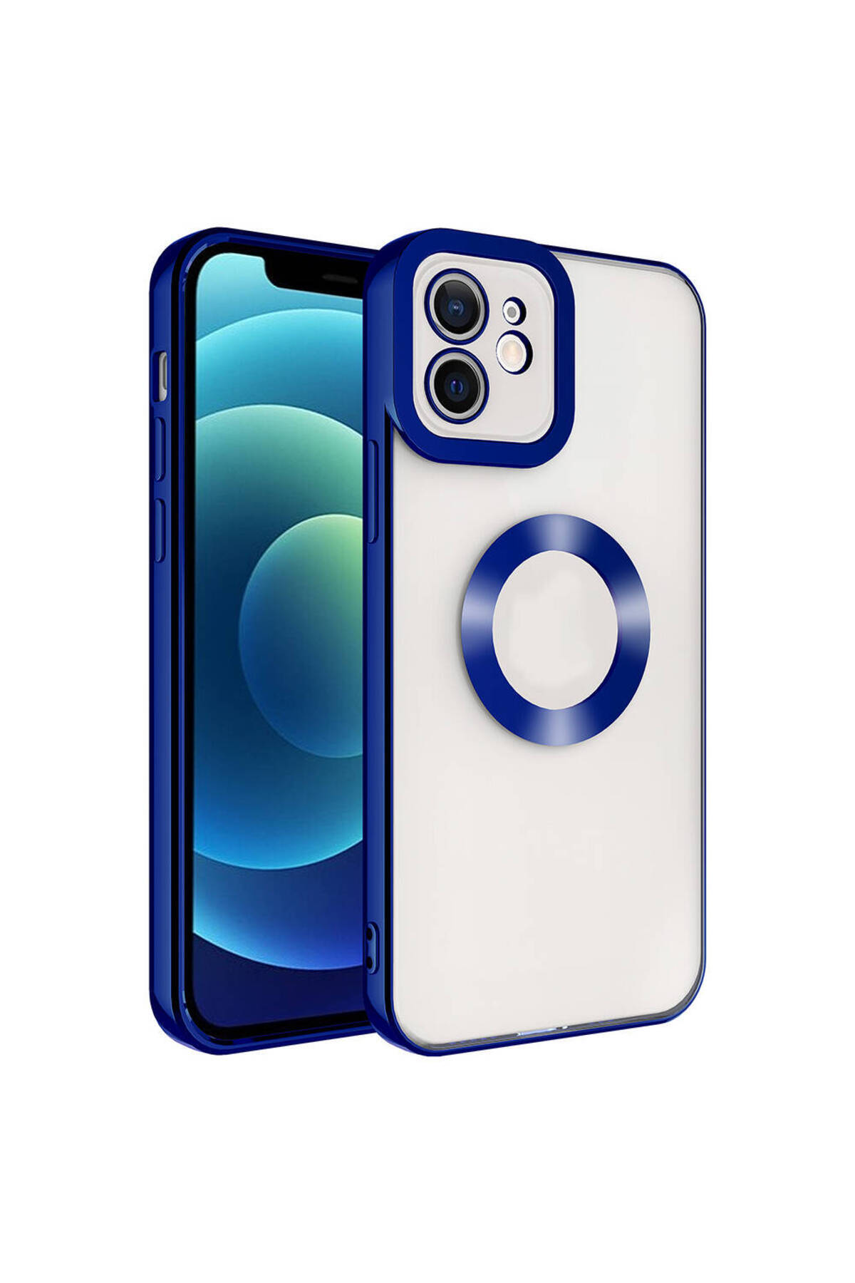 iPhone 11 Kılıf Kamera Korumalı Logo Gösteren SHRP Omega Kapak - Lacivert
